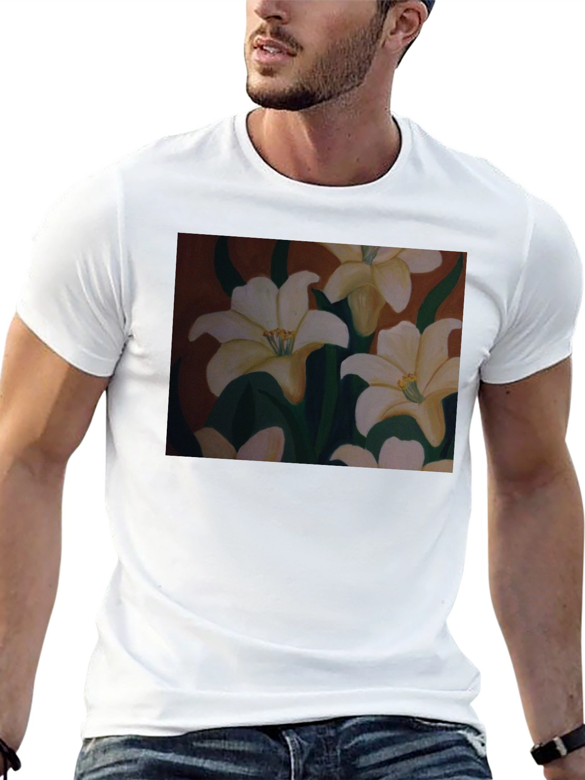 Floral T-Shirt: Artistic Lily Design