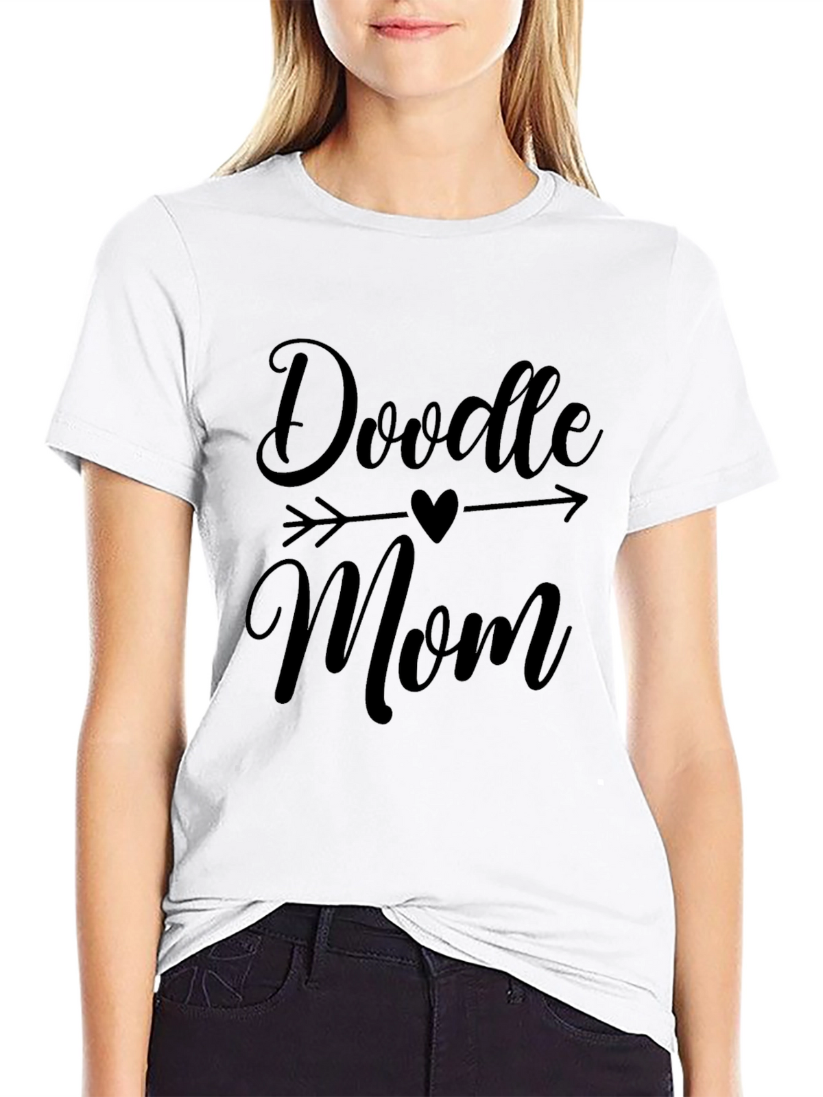 Doodle Mom Graphic T-Shirt Black Short Sleeve
