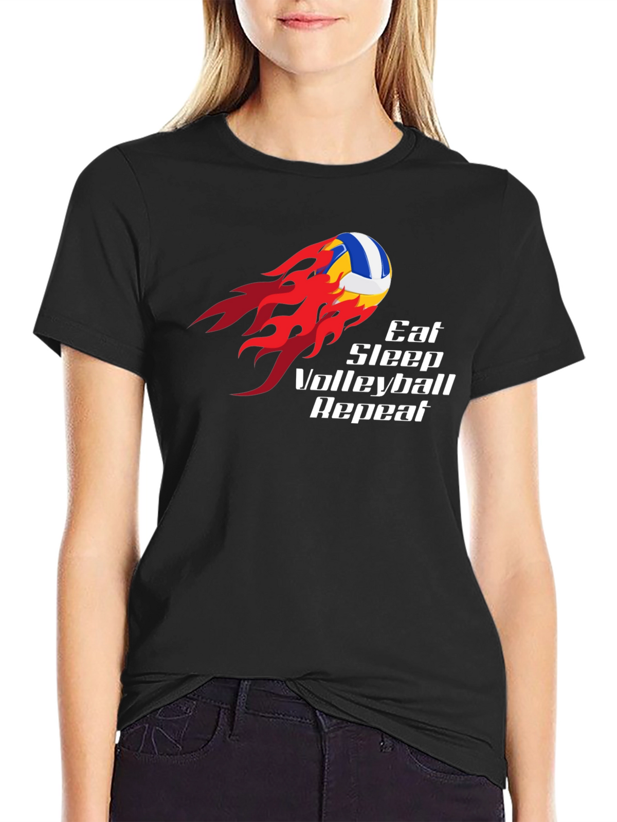 Eat Sleep Volleyball Repeat Black T-Shirt