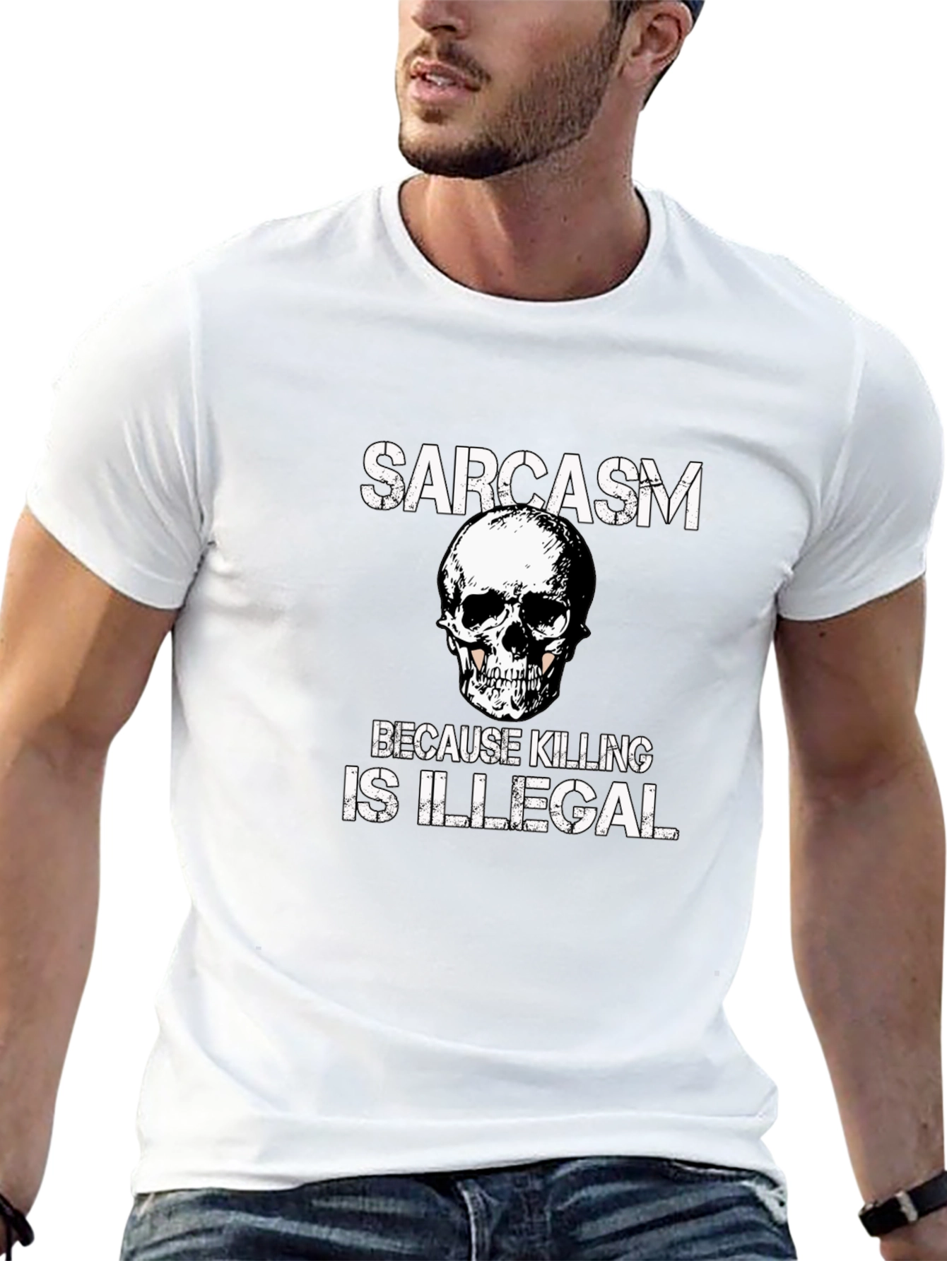 Sarcasm Skull Graphic Tee - Black