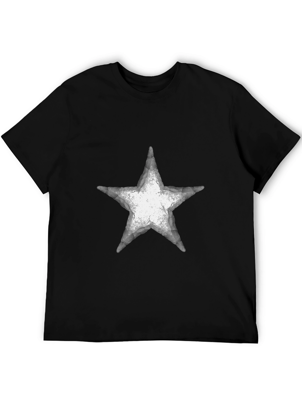 Distressed Star Graphic Tee - Casual Black T-Shirt