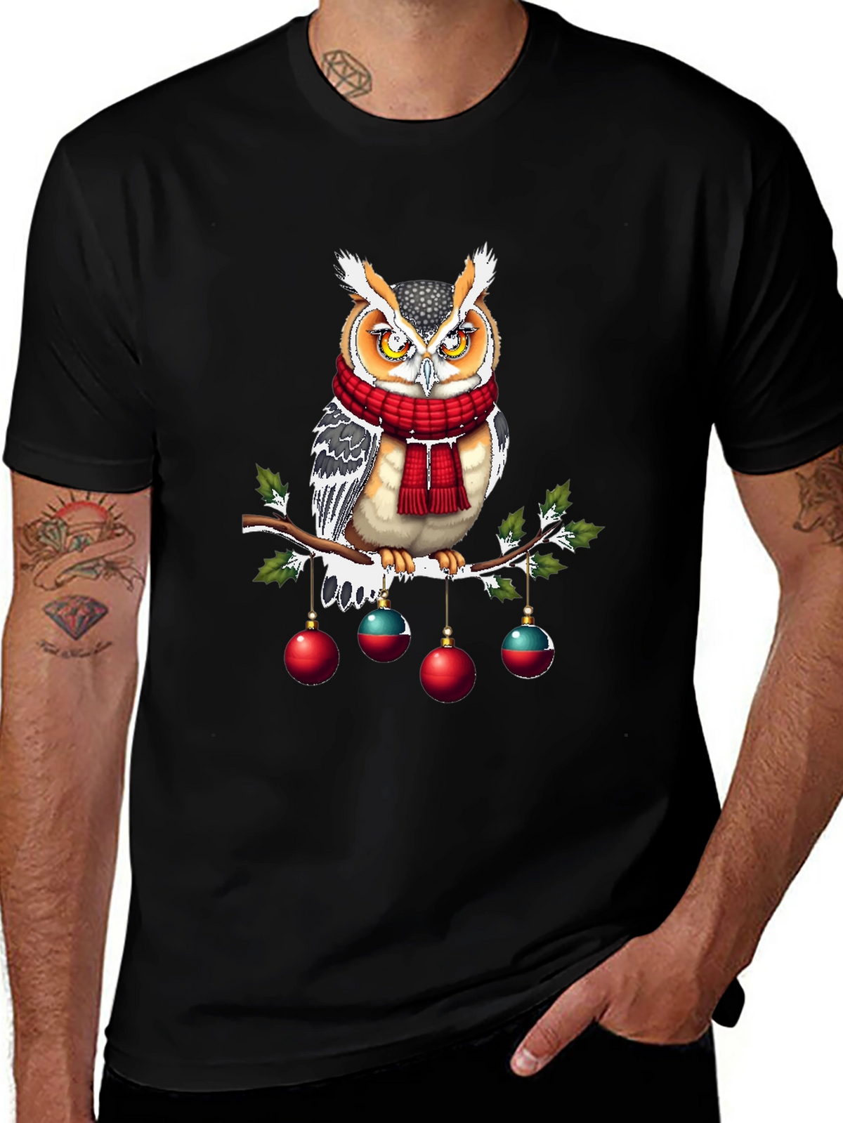 Festive Owl T-Shirt: Holiday Cheer