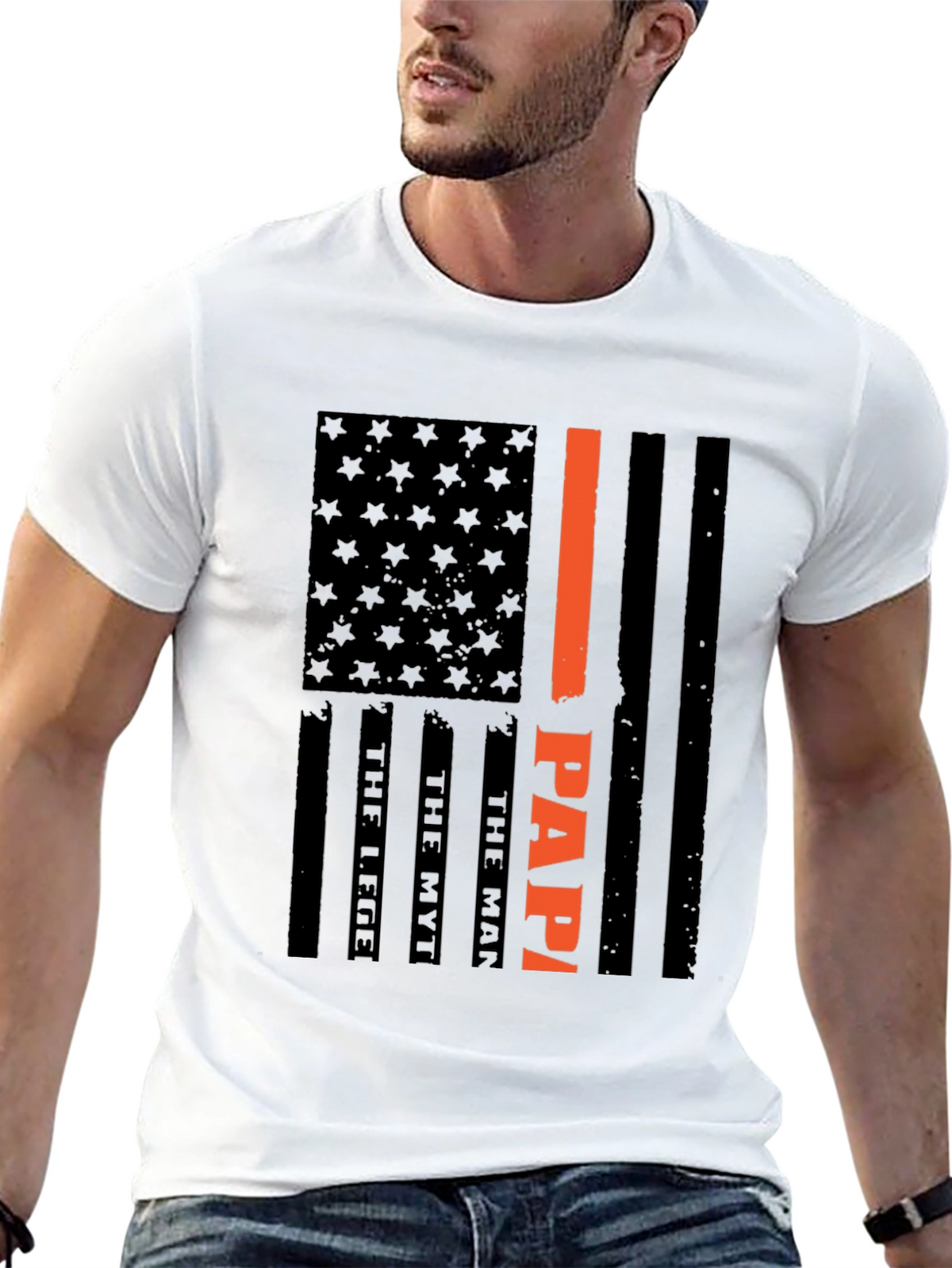 Papa American Flag T-Shirt Fathers Day Gift