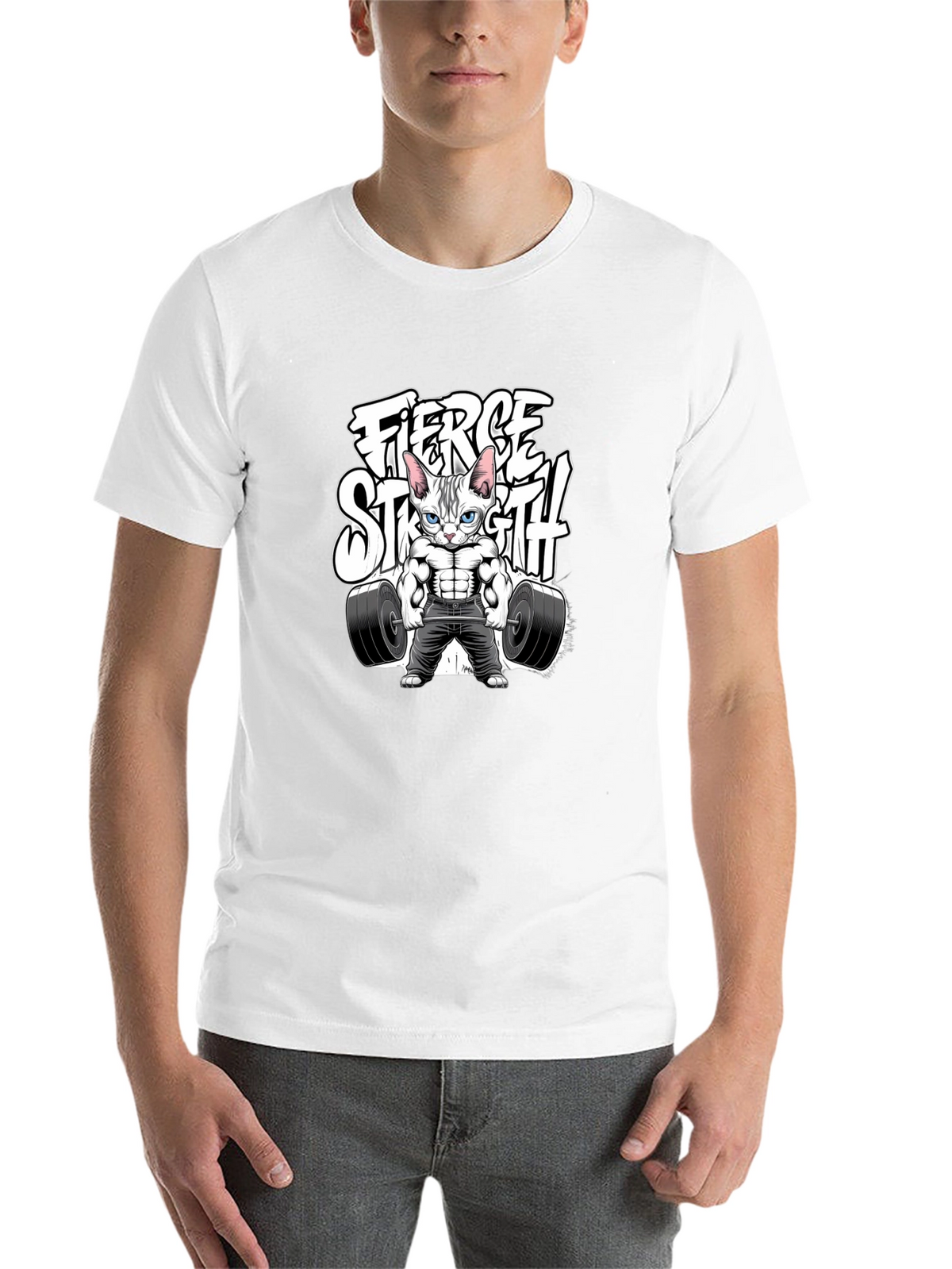 Fierce Strength Cat T-Shirt - Gym Humor Tee