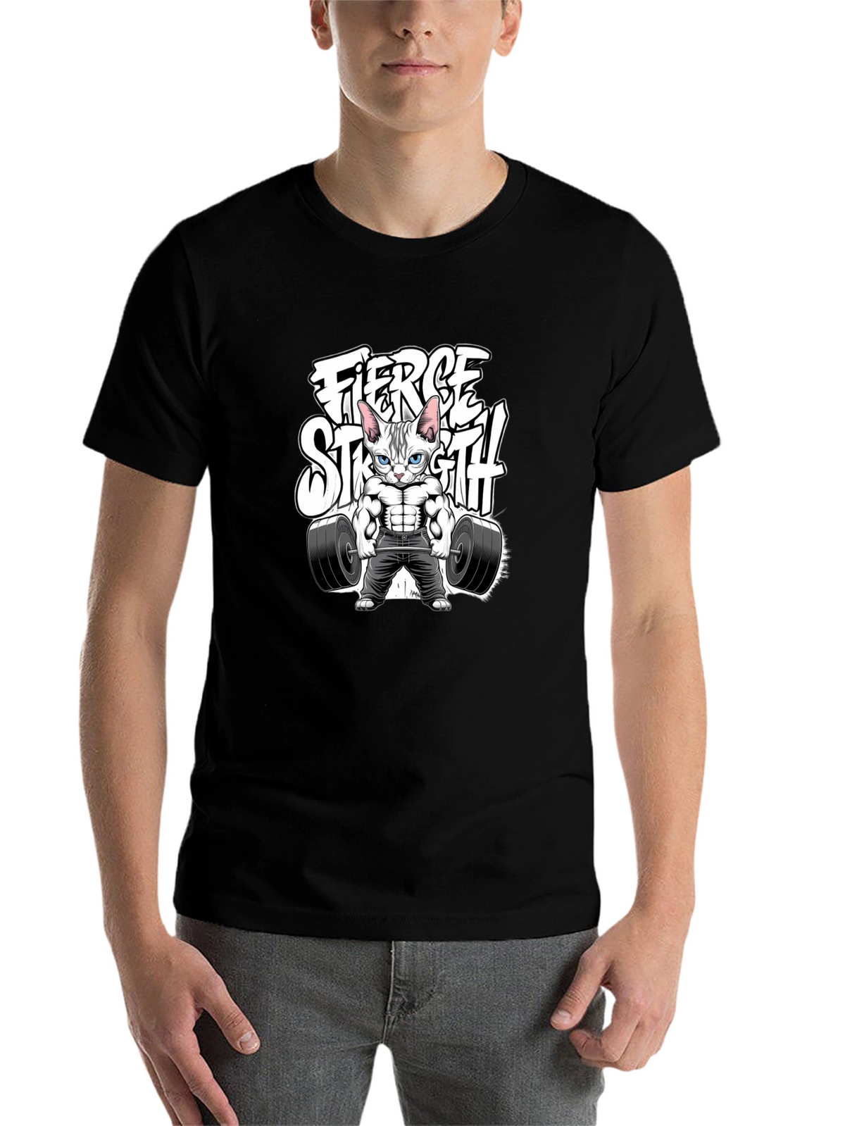 Fierce Strength Cat T-Shirt - Gym Humor Tee