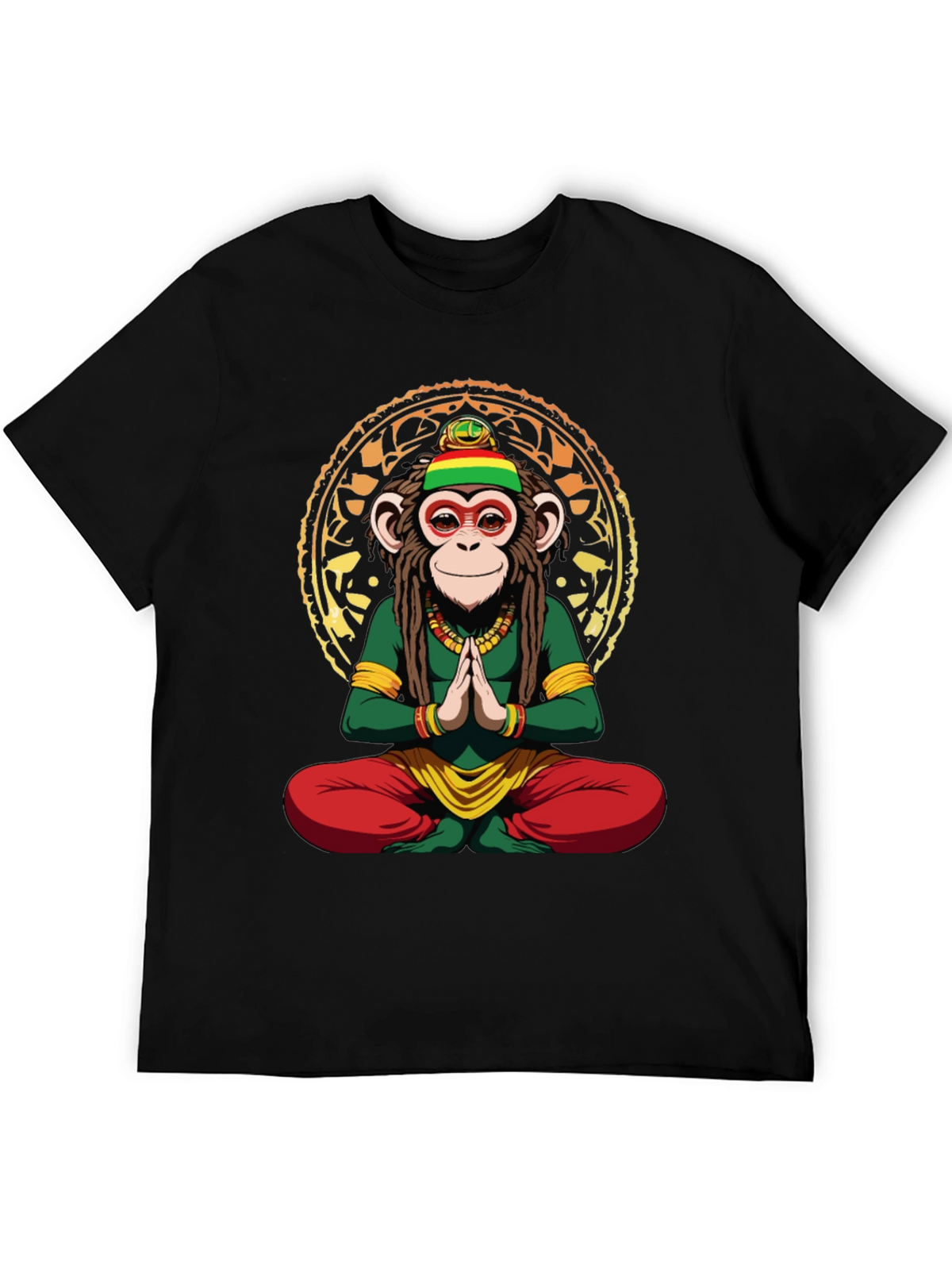 Rasta Monkey T-Shirt - Meditating Ape Graphic Tee
