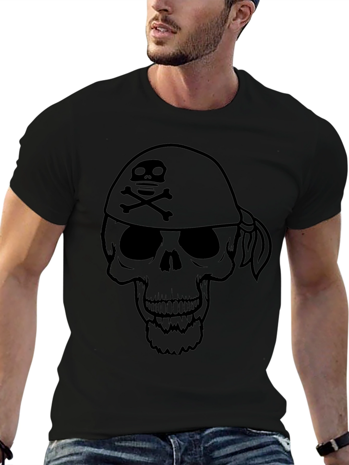 Skull & Crossbones Bandana T-Shirt - Pirate Style