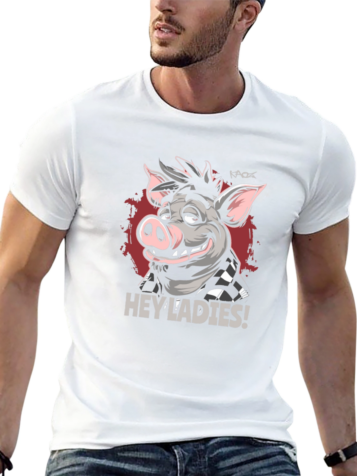 Hey Ladies Pig Graphic T-Shirt