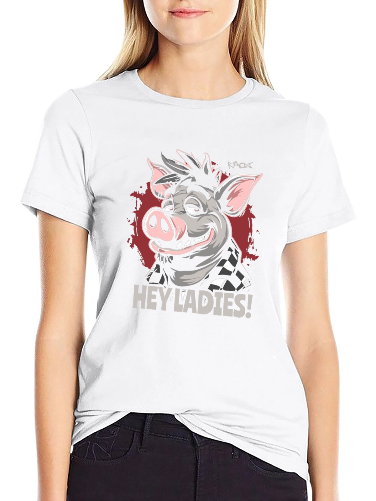 Hey Ladies Pig Graphic T-Shirt