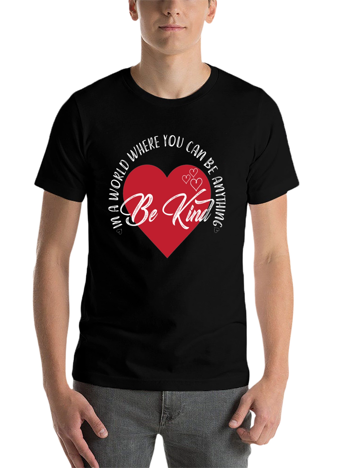 Be Kind Heart Graphic Tee - Black