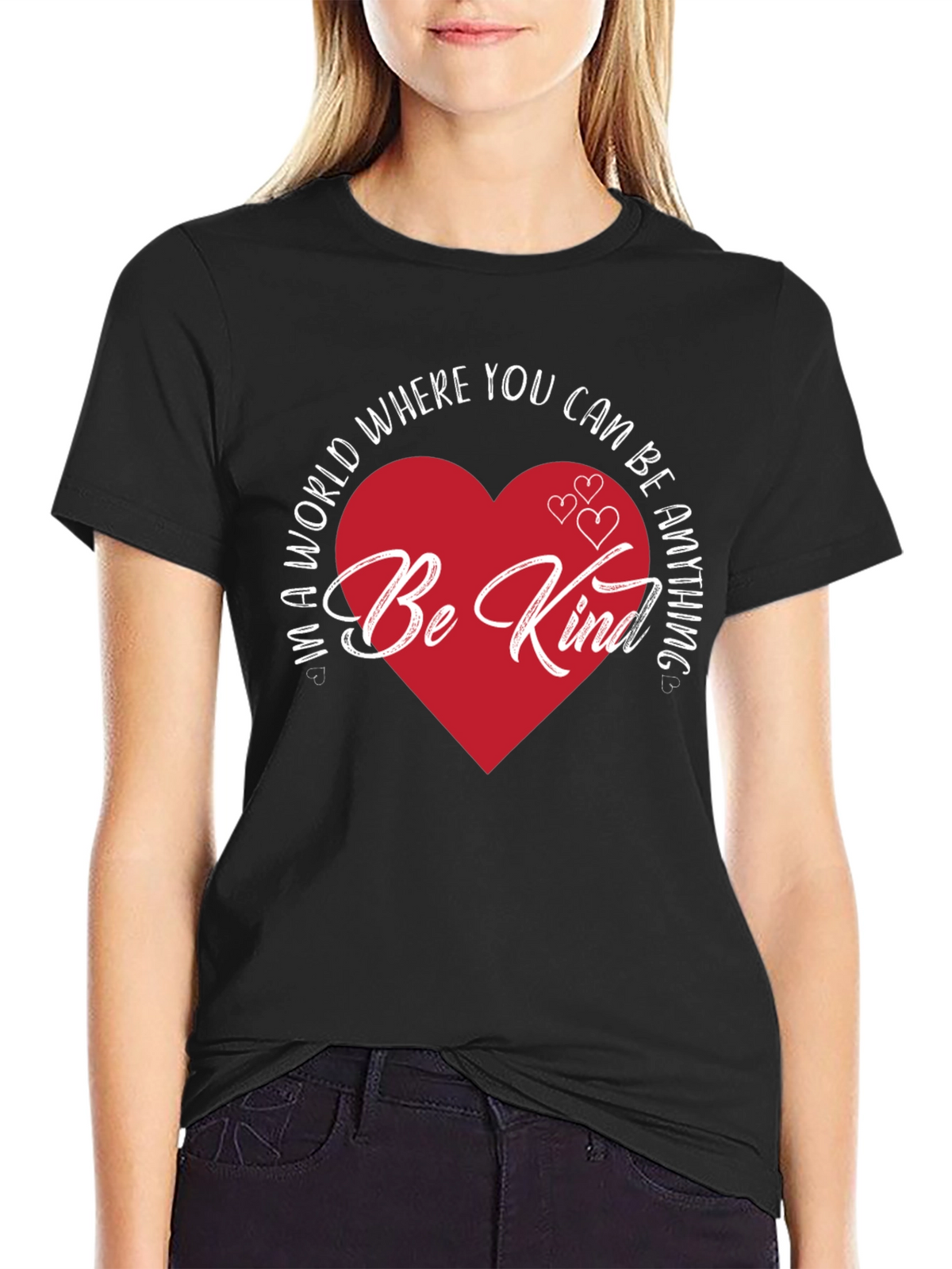 Be Kind Heart Graphic Tee - Black