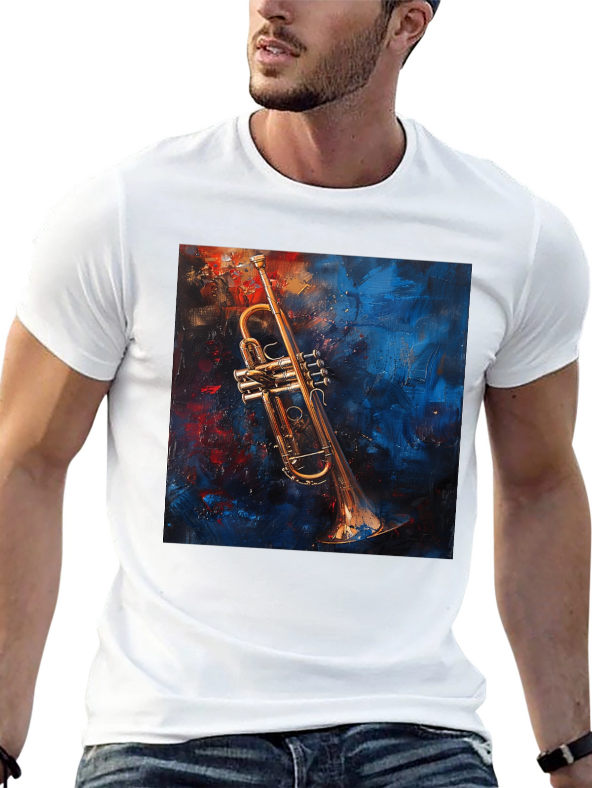 Trumpet Art Graphic Black T-Shirt