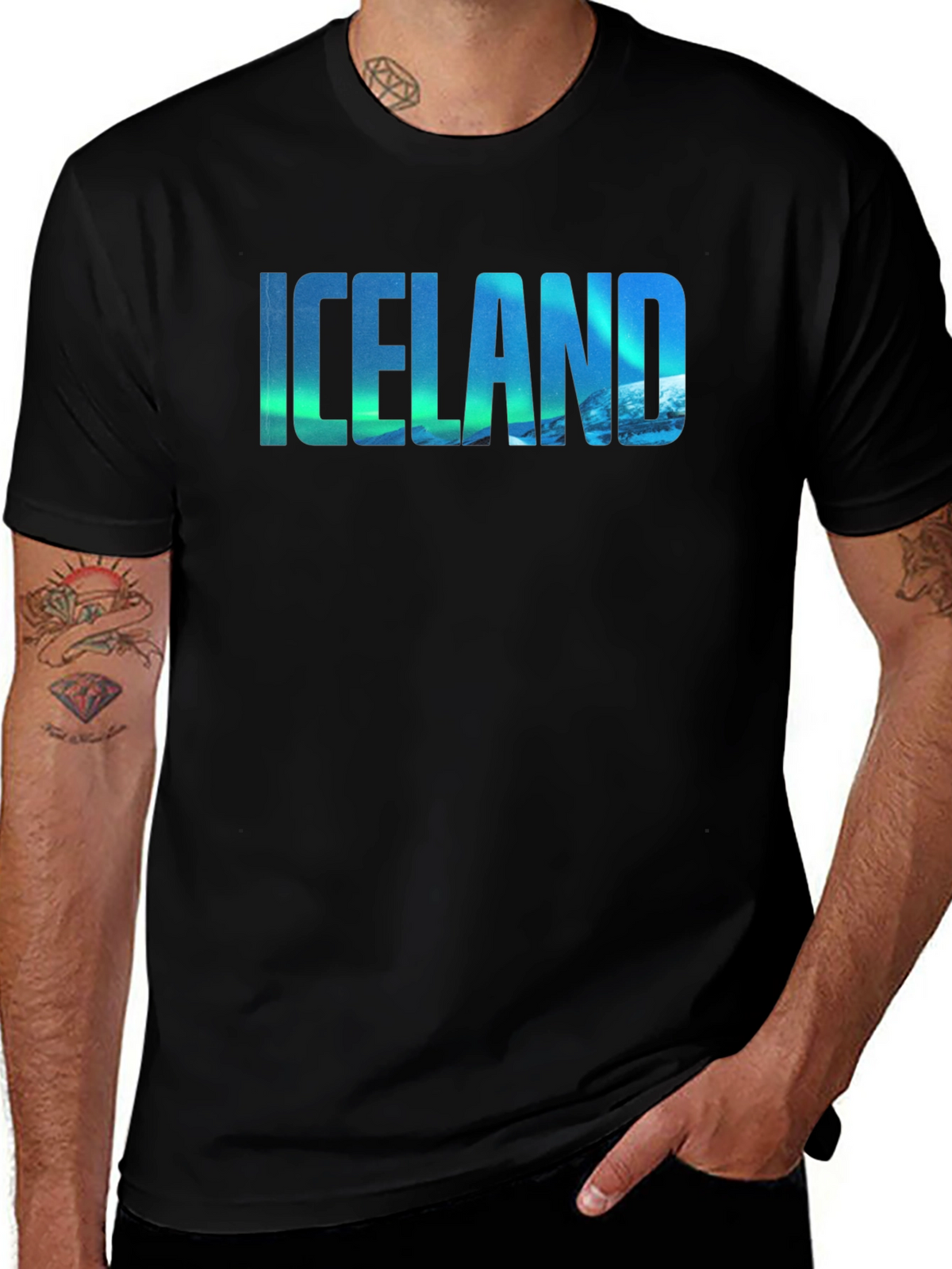 Icelandic Aurora Graphic Tee - Mens Black T-Shirt