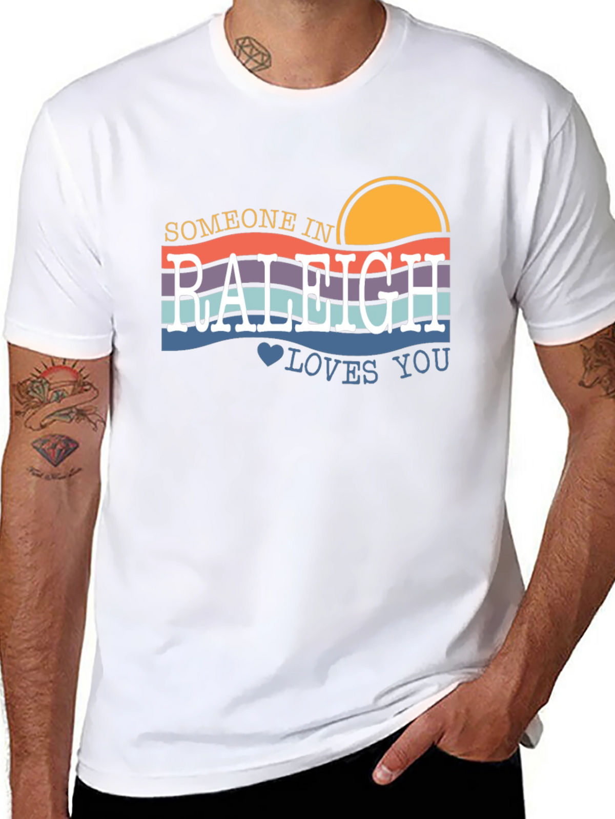 Raleigh Love T-Shirt - Retro Sunset Design