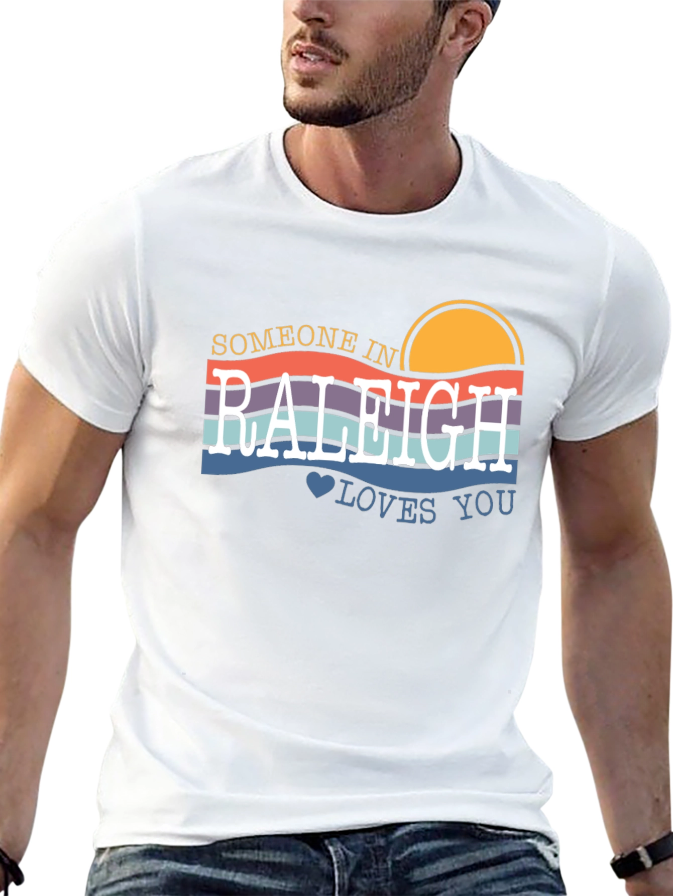 Raleigh Love T-Shirt - Retro Sunset Design