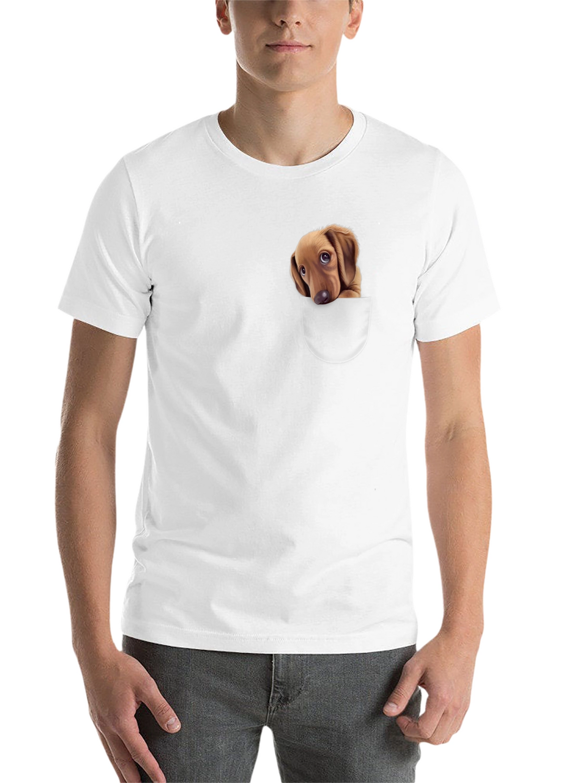 Dachshund Pocket T-Shirt - Cute Puppy Design
