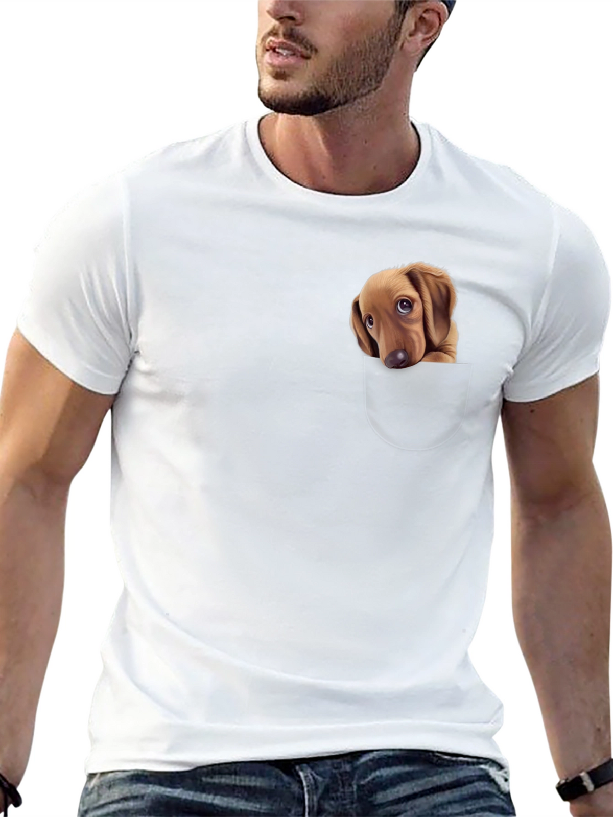 Dachshund Pocket T-Shirt - Cute Puppy Design