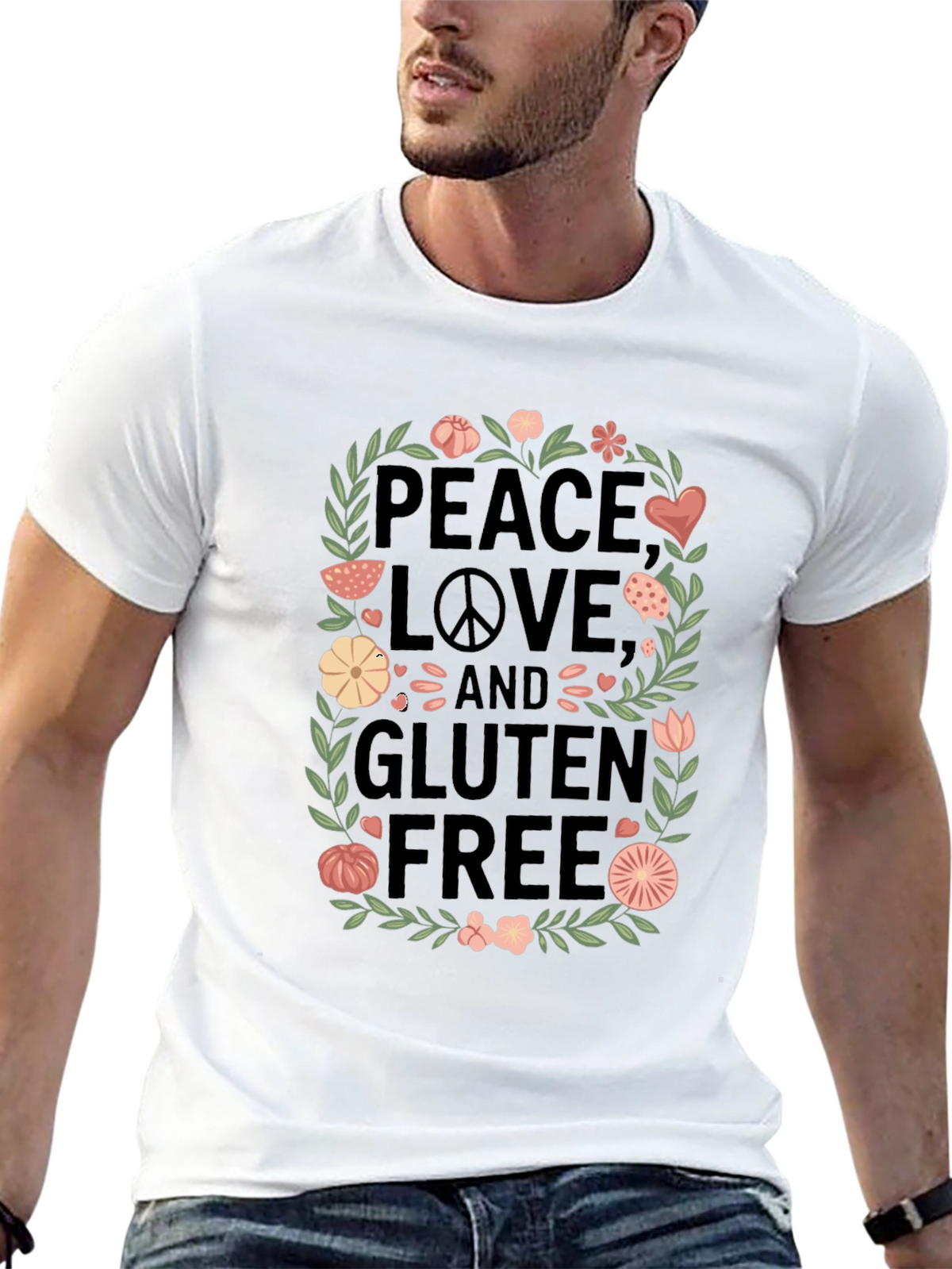 Peace Love & Gluten Free Black T-Shirt