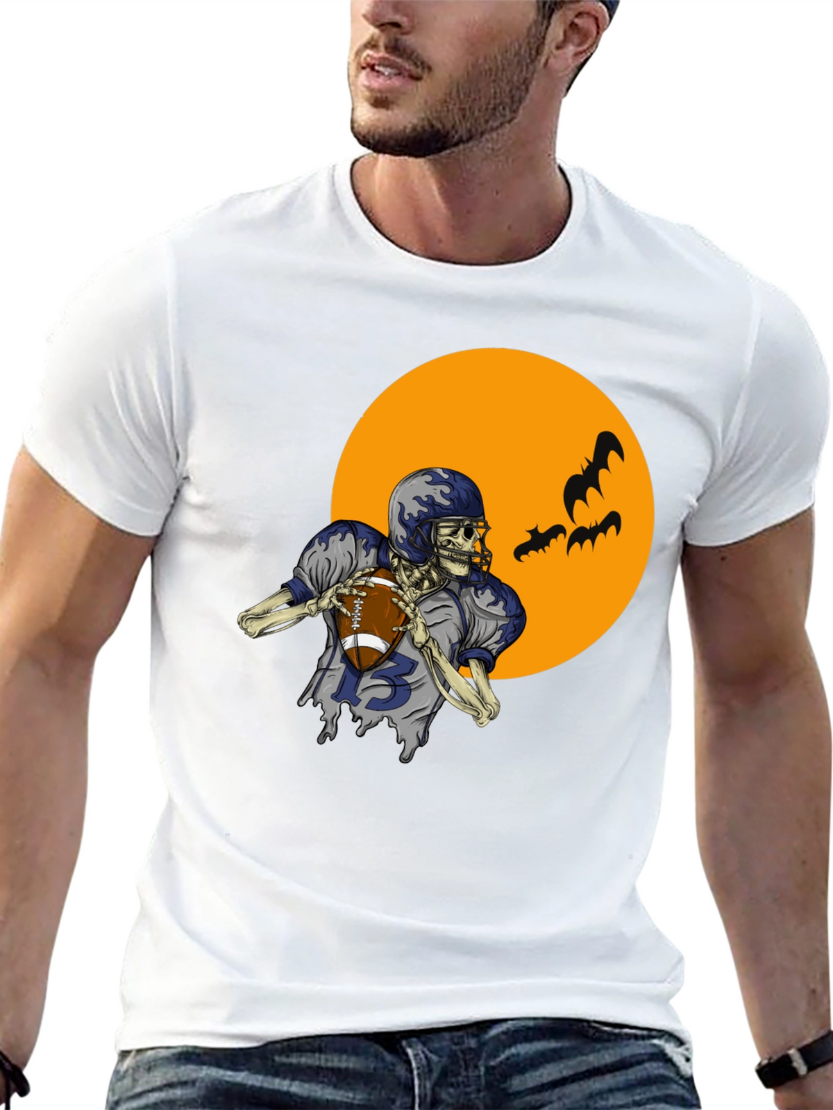 Skeleton Football Player Graphic Tee