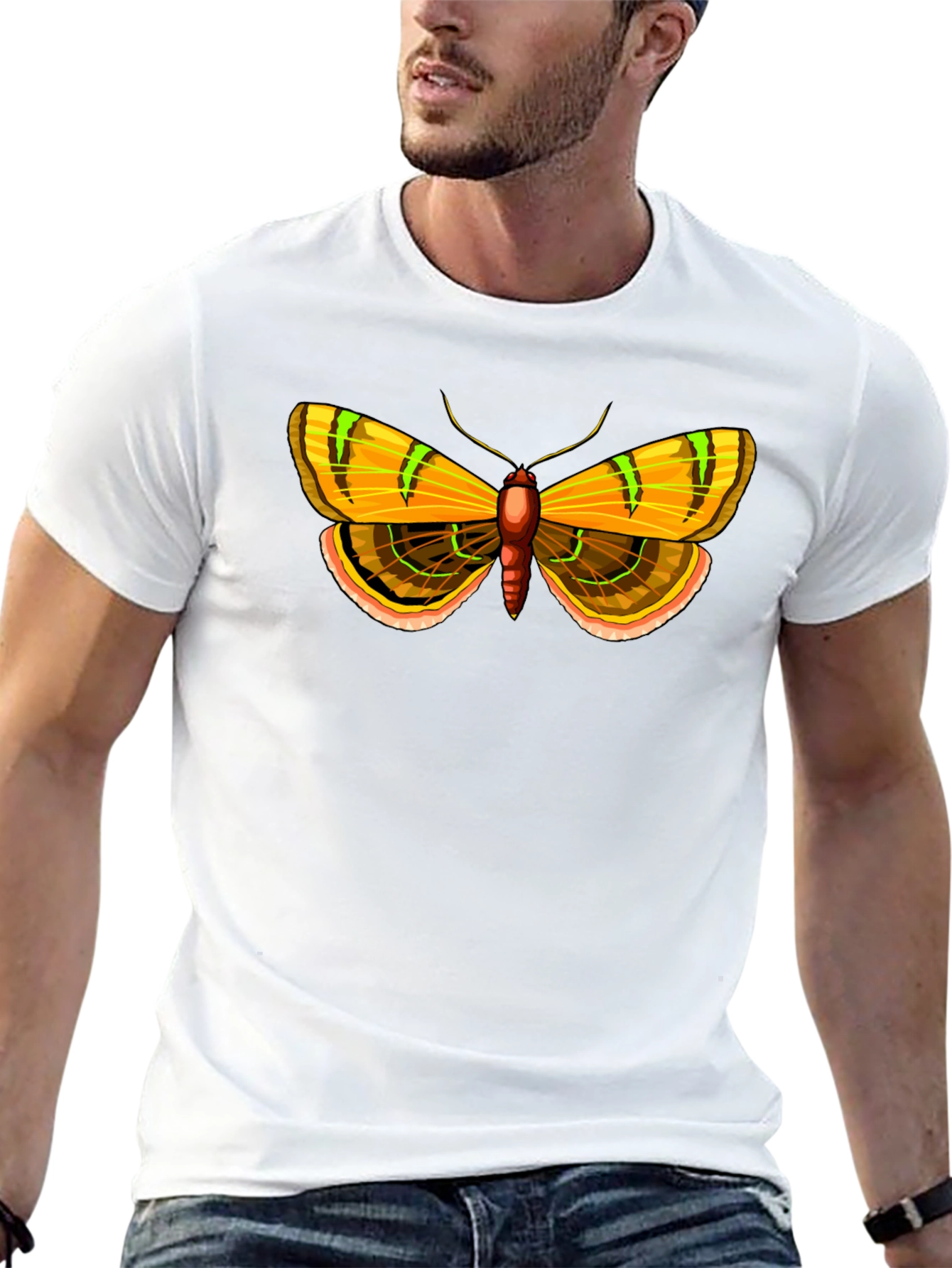 Moth Graphic Print Black T-Shirt