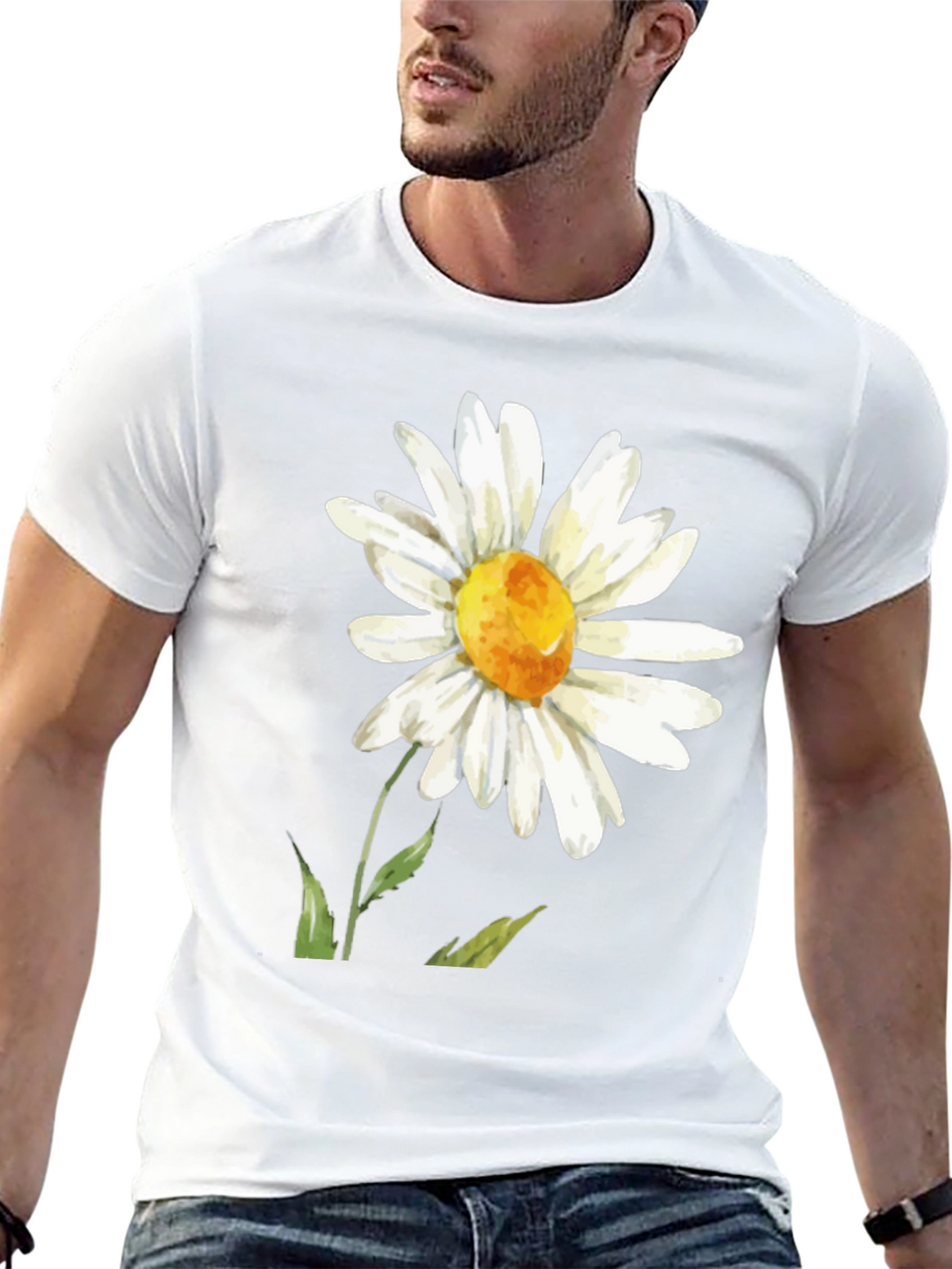 Daisy Flower Graphic Tee - Black Casual Comfort