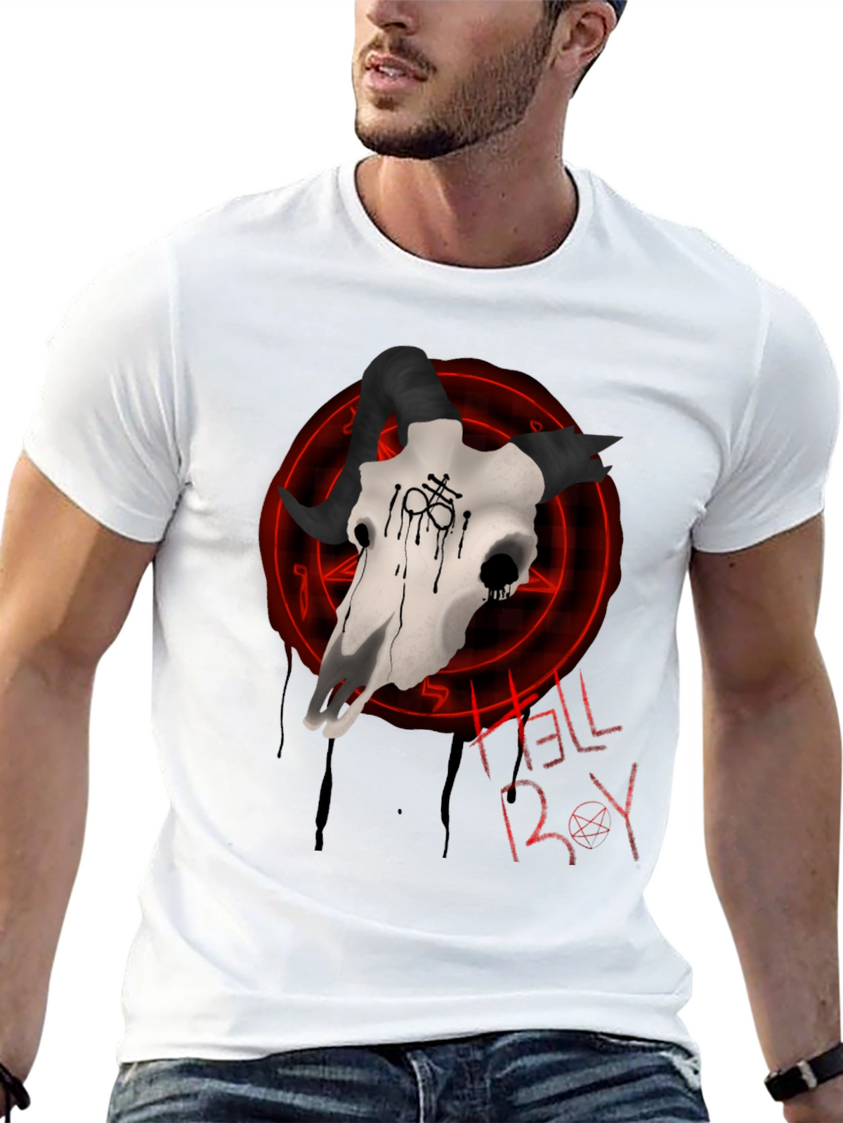Hellboy Skull Graphic T-Shirt - Black