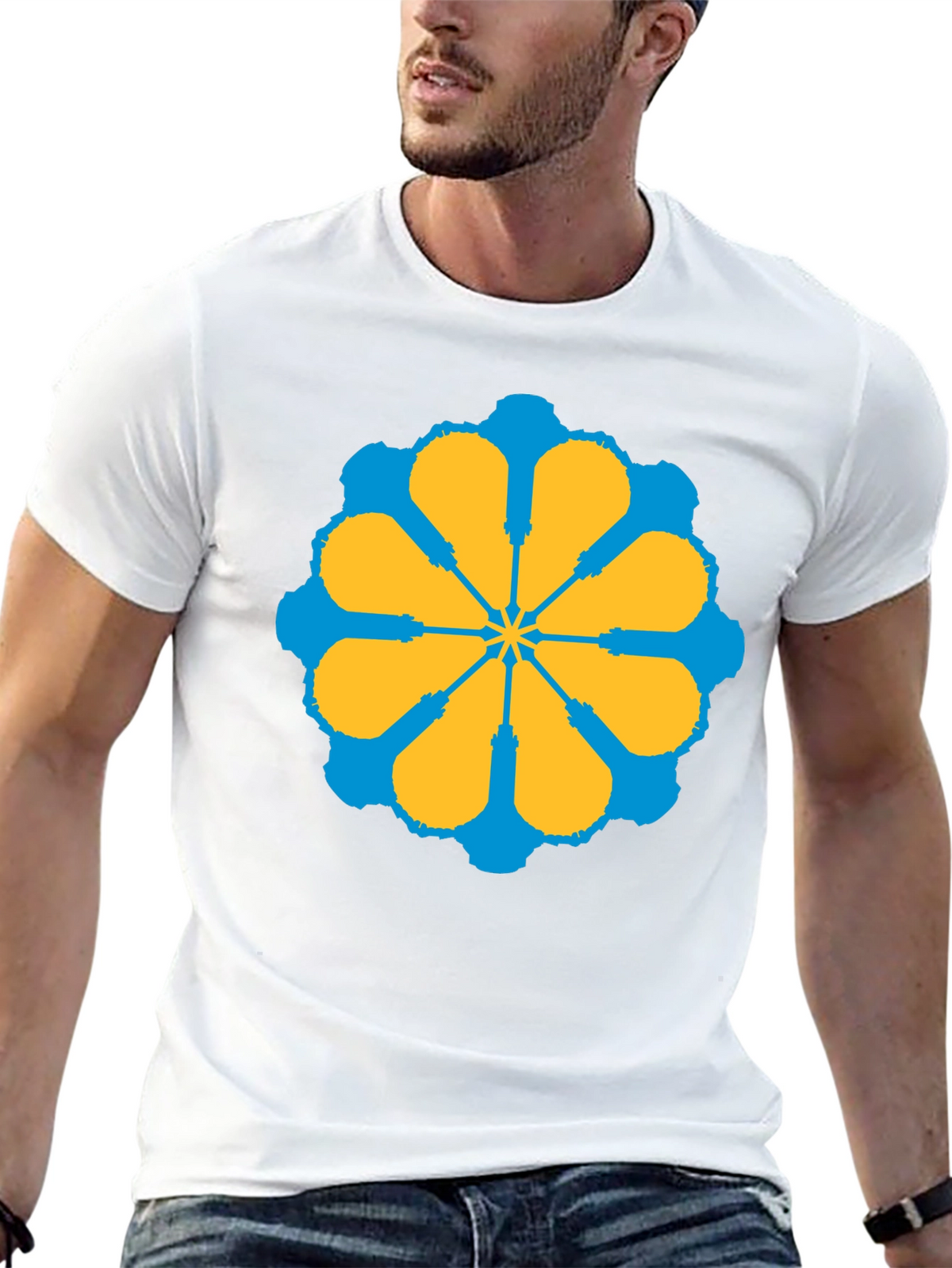 Geometric Flower Graphic Tee - Stylish Black T-Shirt