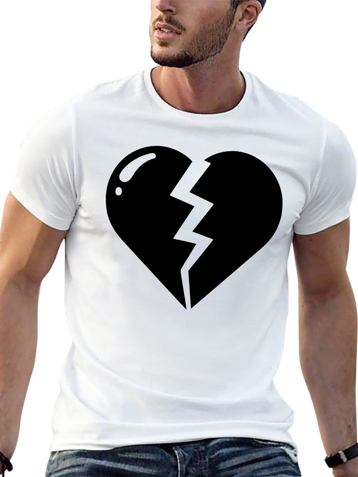 Broken Heart Black T-Shirt - Stylish Graphic Tee