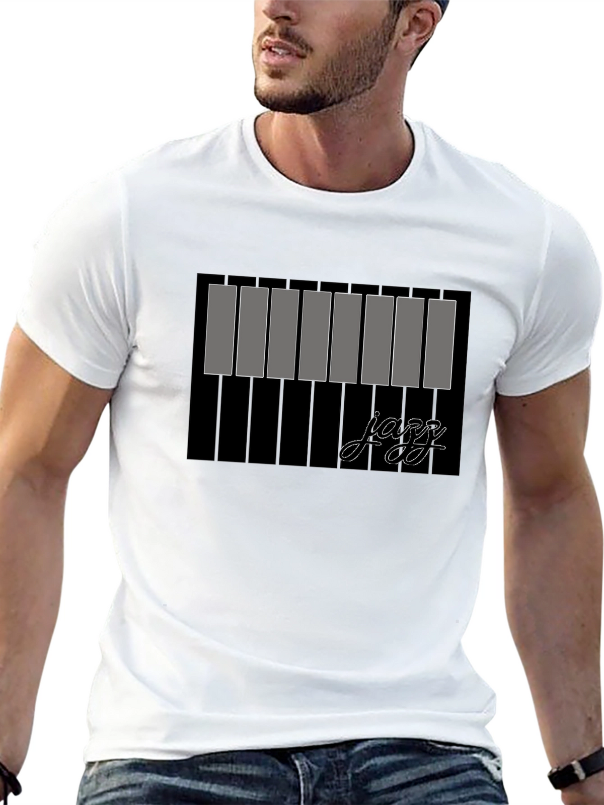 Jazz Piano Keys Graphic Black T-Shirt