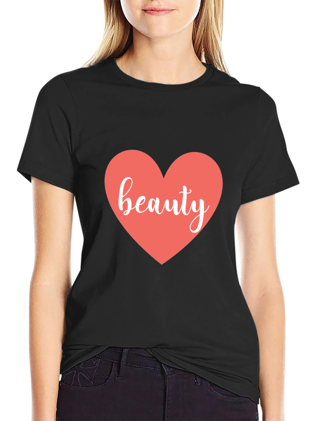 Beauty Heart Black T-Shirt - Stylish Graphic Tee