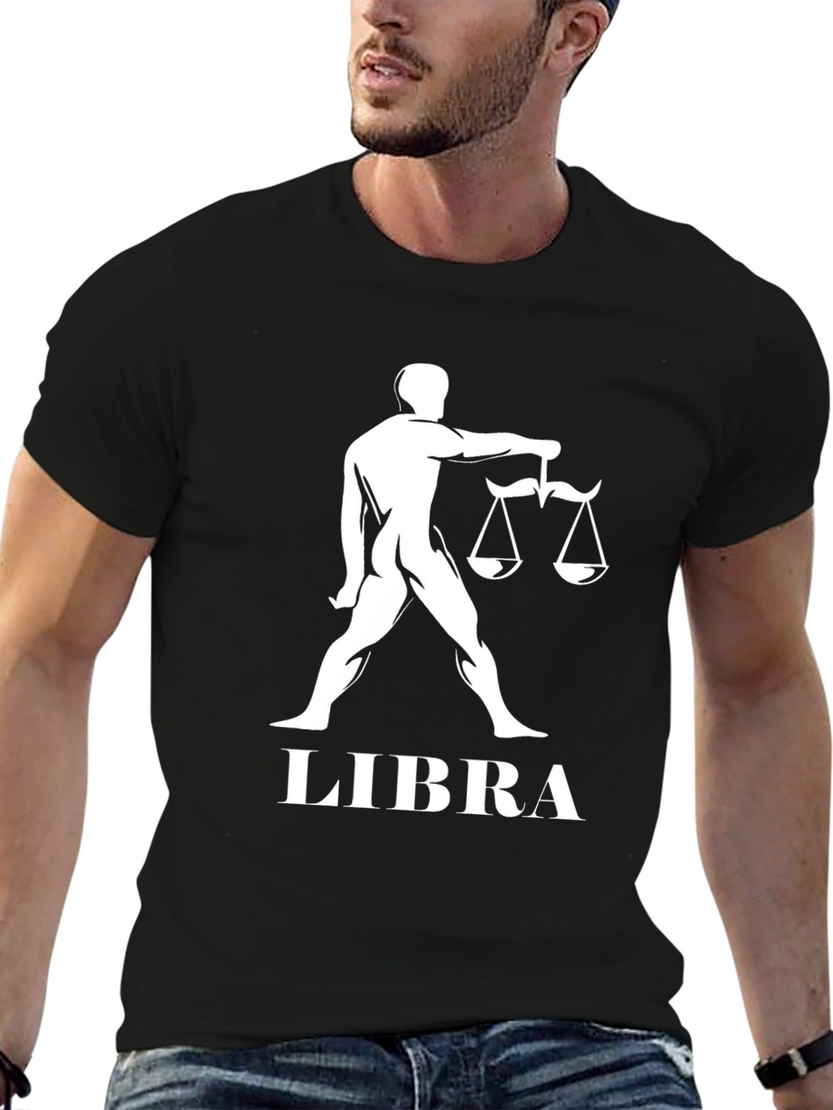 Libra Zodiac Sign Black T-Shirt