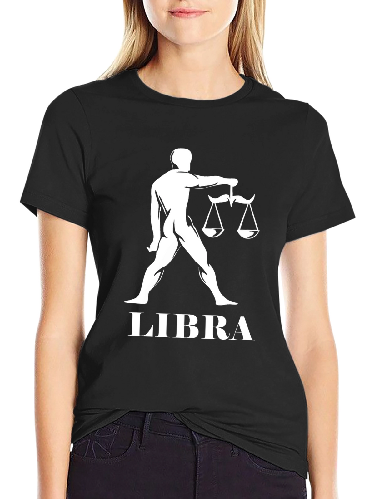 Libra Zodiac Sign Black T-Shirt