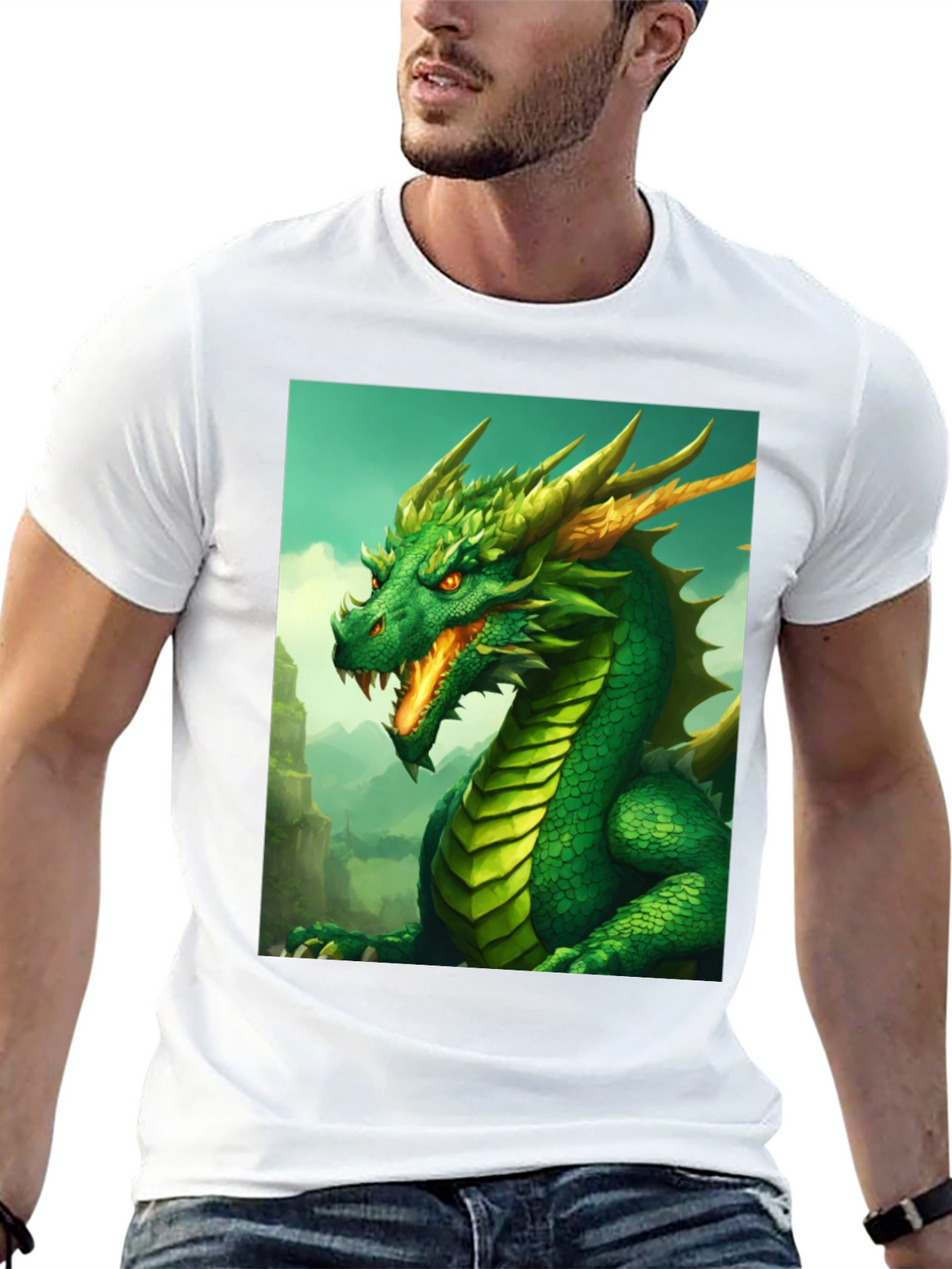 Dragon Graphic Tee - Black Cotton Shirt