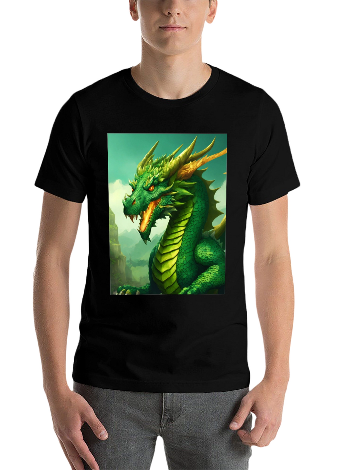 Dragon Graphic Tee - Black Cotton Shirt
