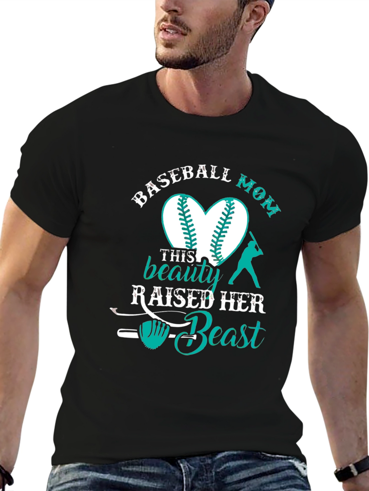 Baseball Mom Graphic T-Shirt - Beauty & Beast Design