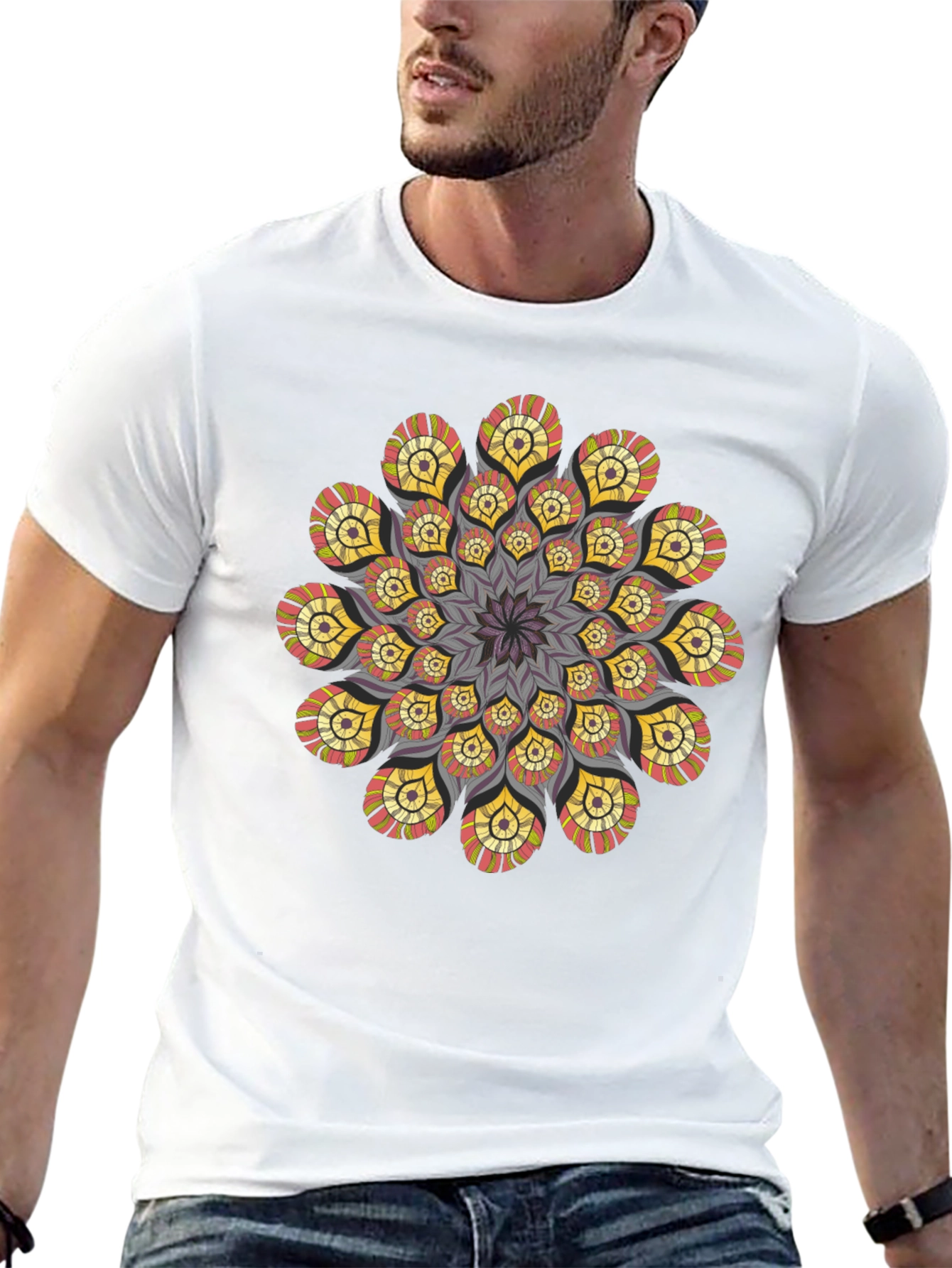 Mandala T-Shirt: Stylish Geometric Design Black