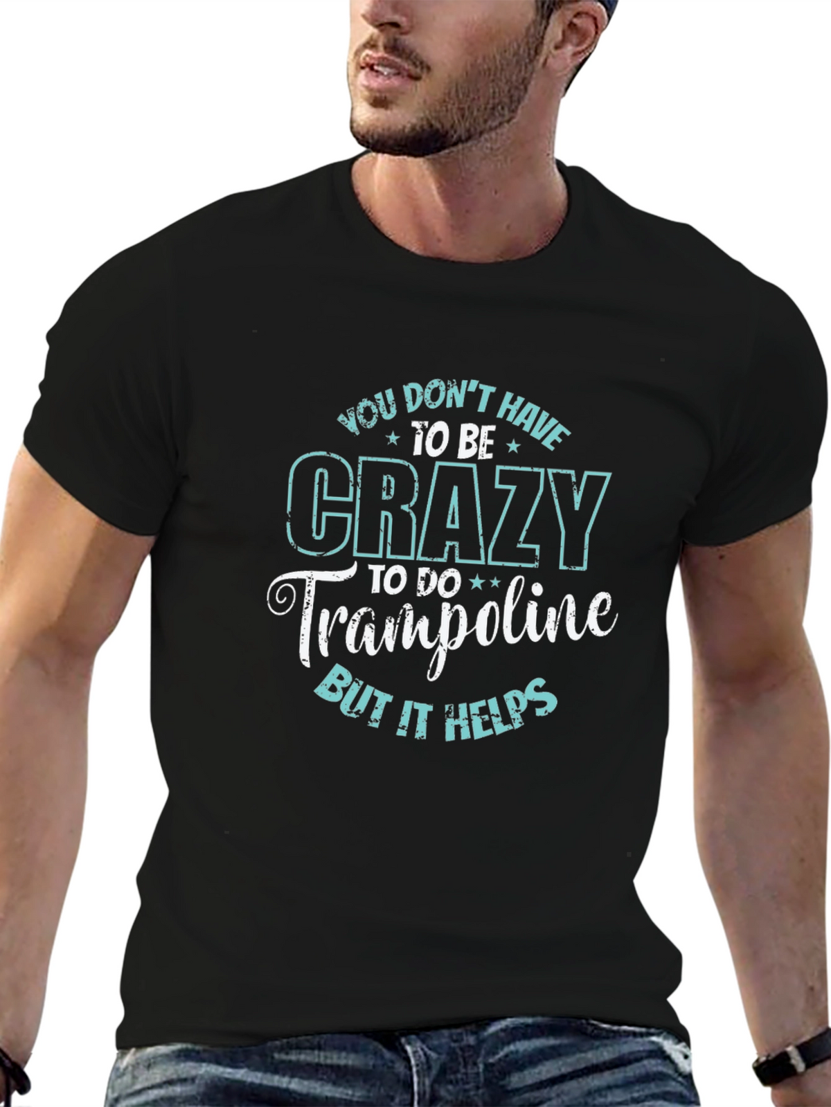 Crazy for Trampolines Black Graphic Tee
