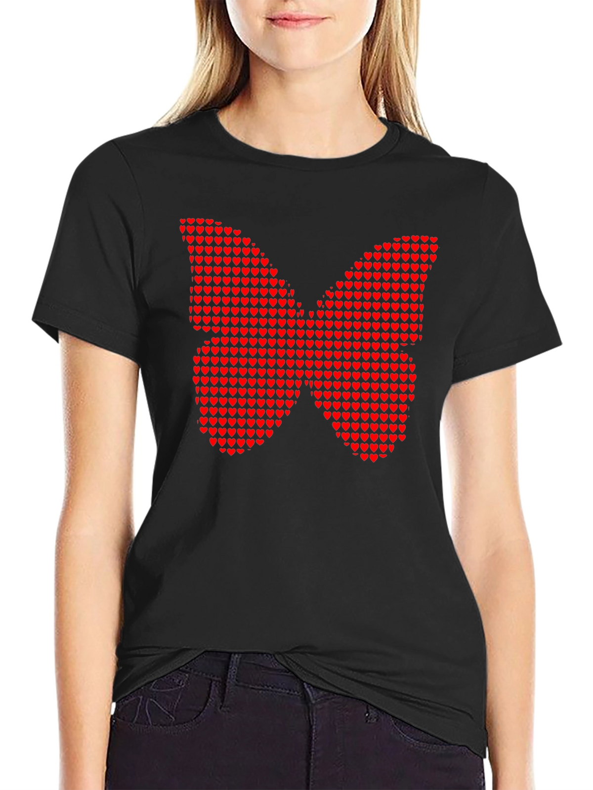 Heart Butterfly Graphic Tee - Trendy Style