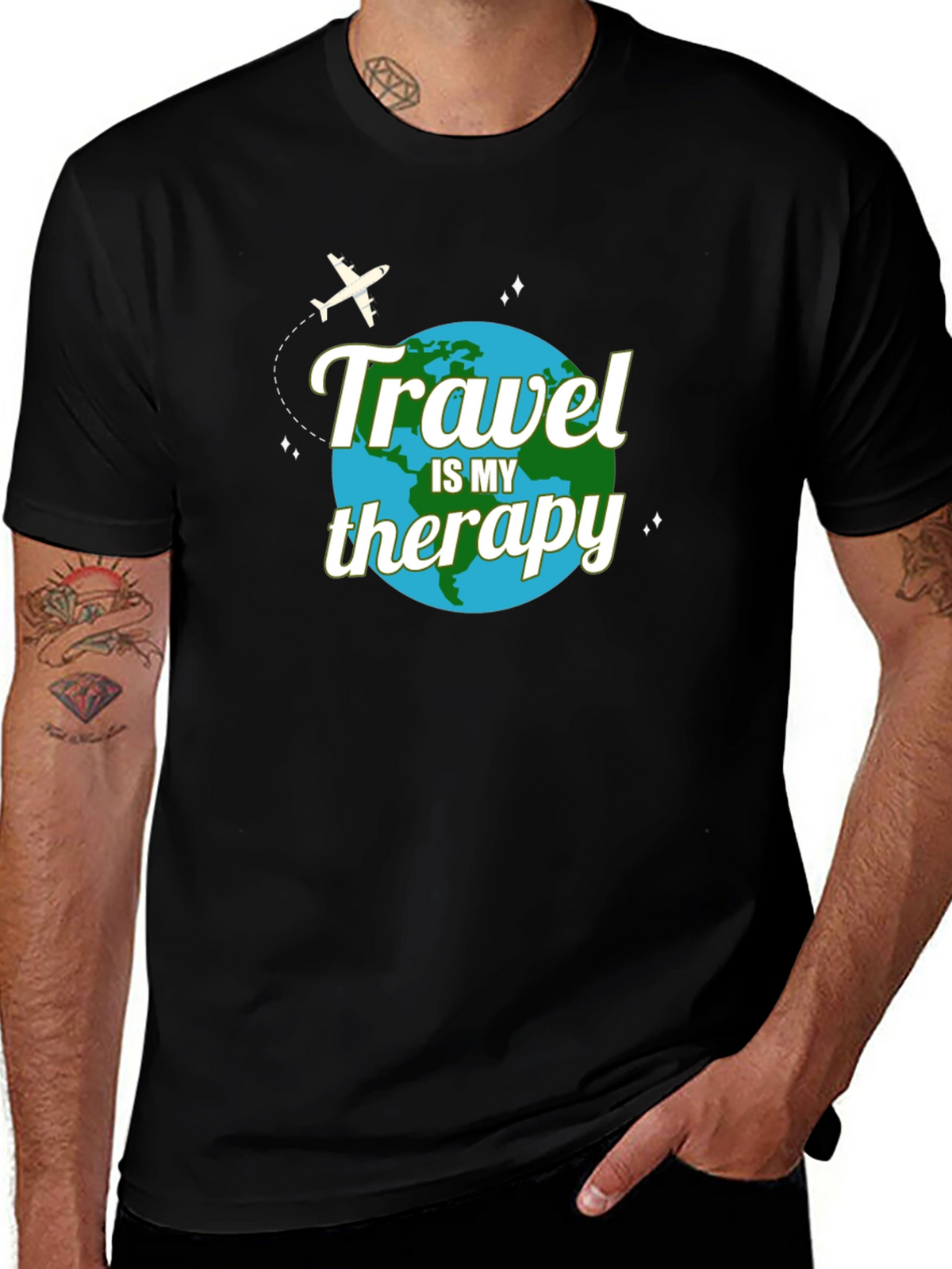 Travel is My Therapy T-Shirt - Globe Design