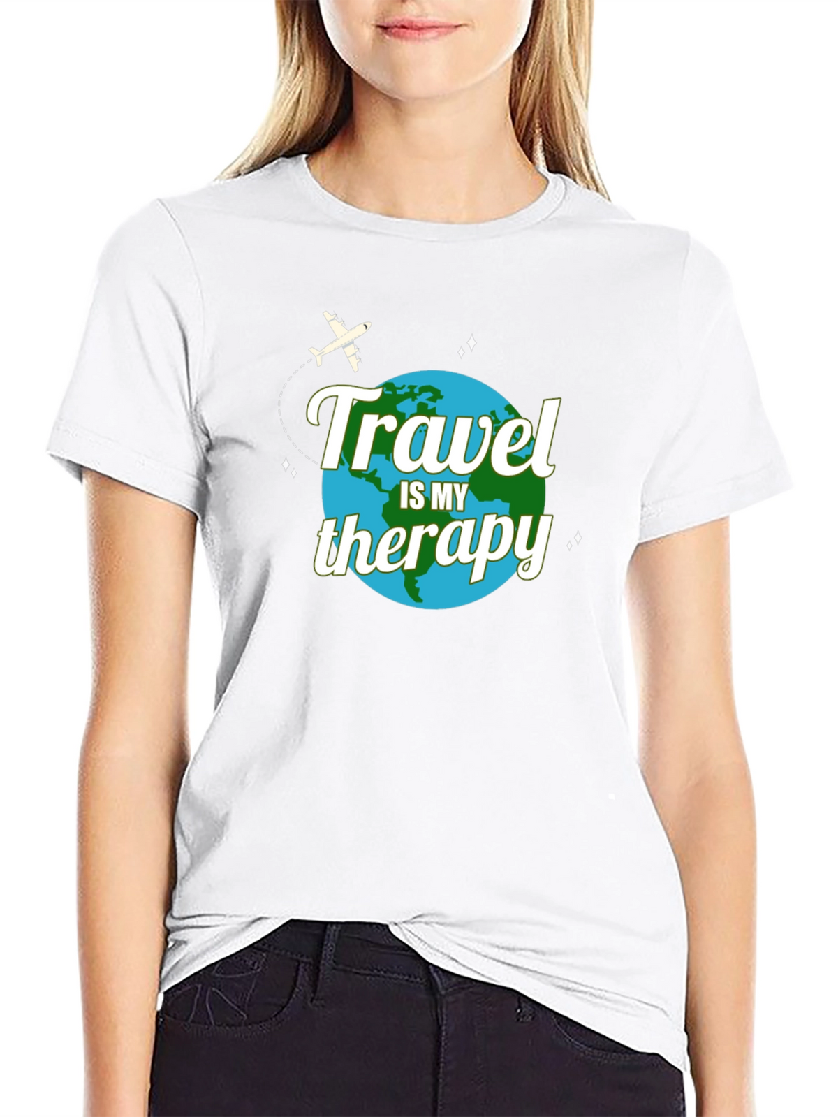Travel is My Therapy T-Shirt - Globe Design