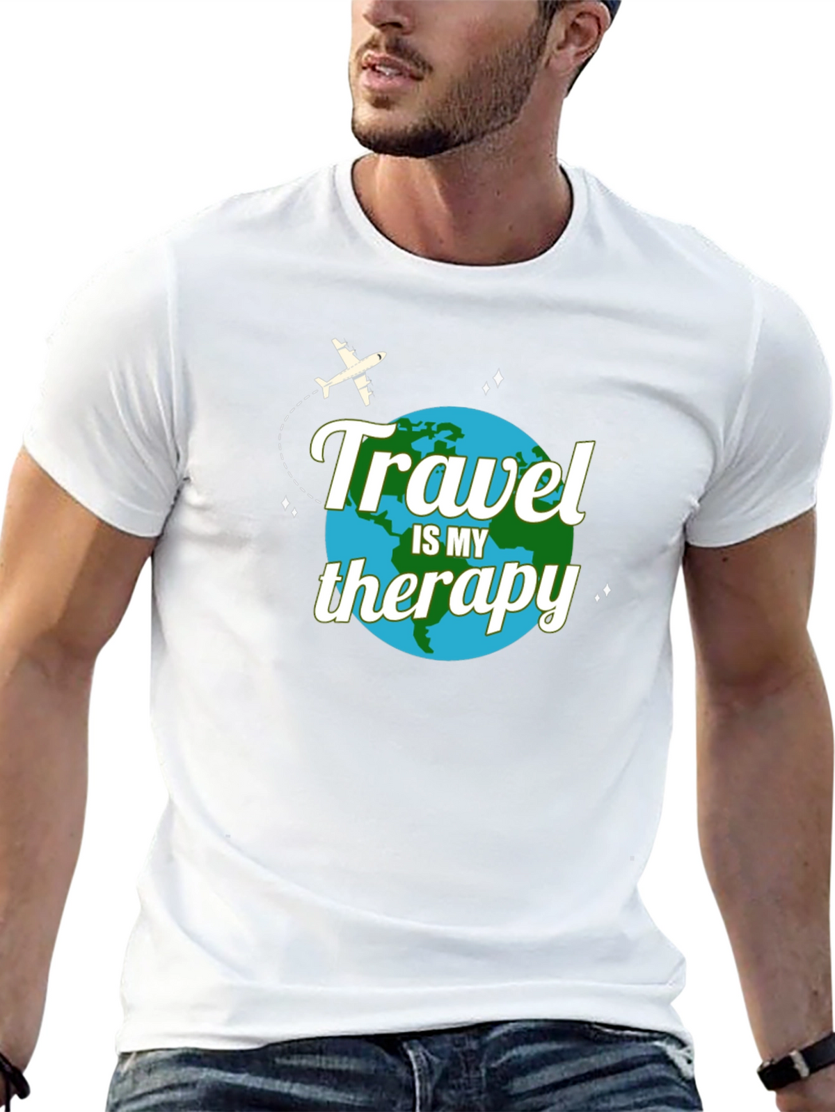 Travel is My Therapy T-Shirt - Globe Design