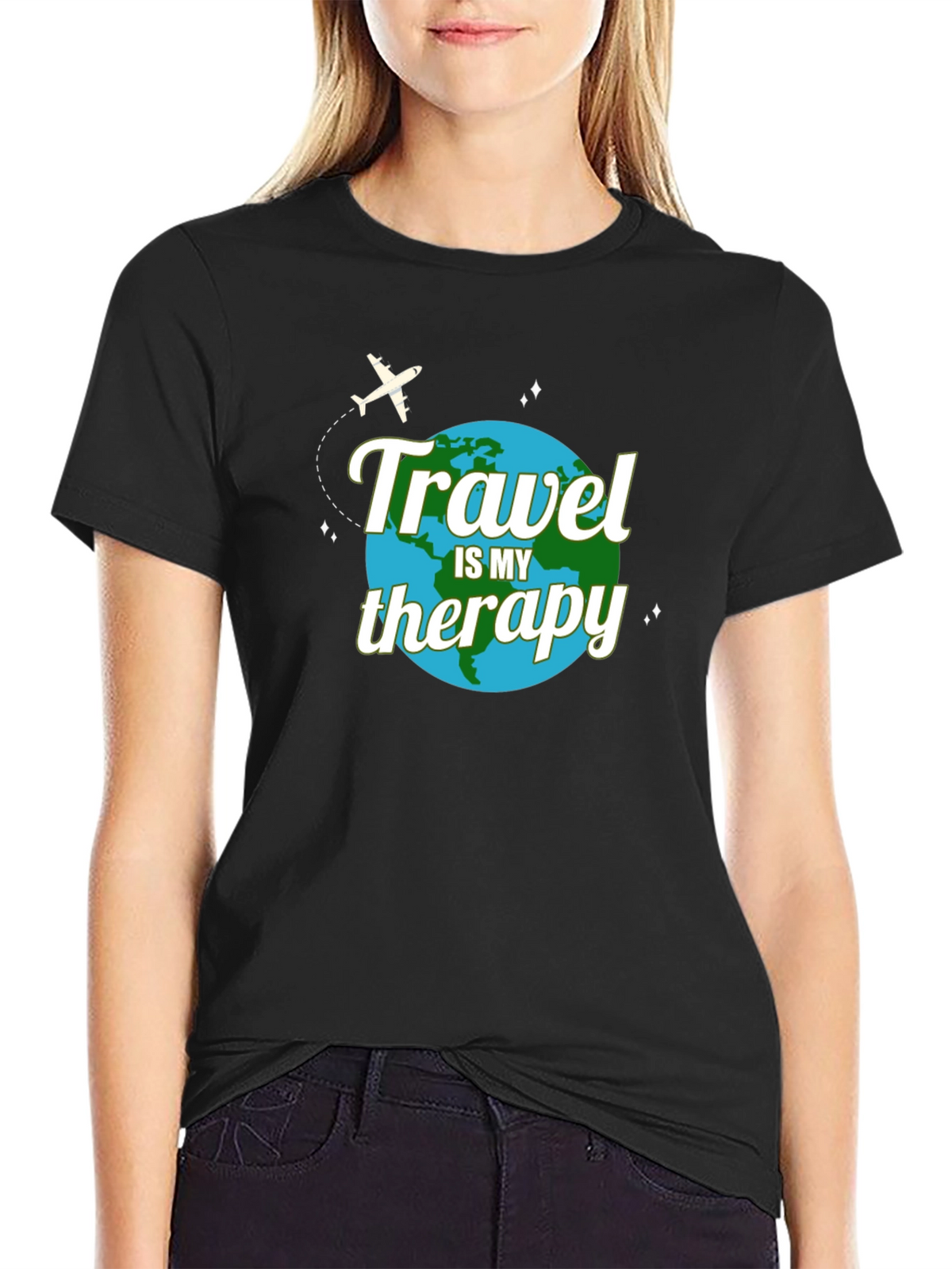 Travel is My Therapy T-Shirt - Globe Design