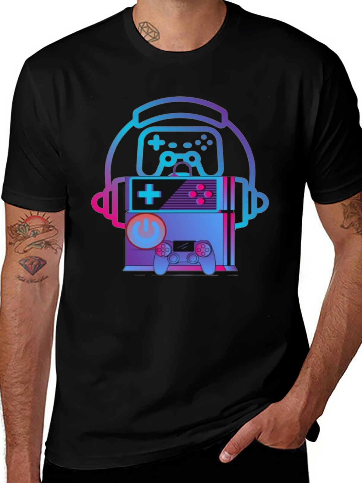 Retro Gaming T-Shirt - Headphone Console Controller Design