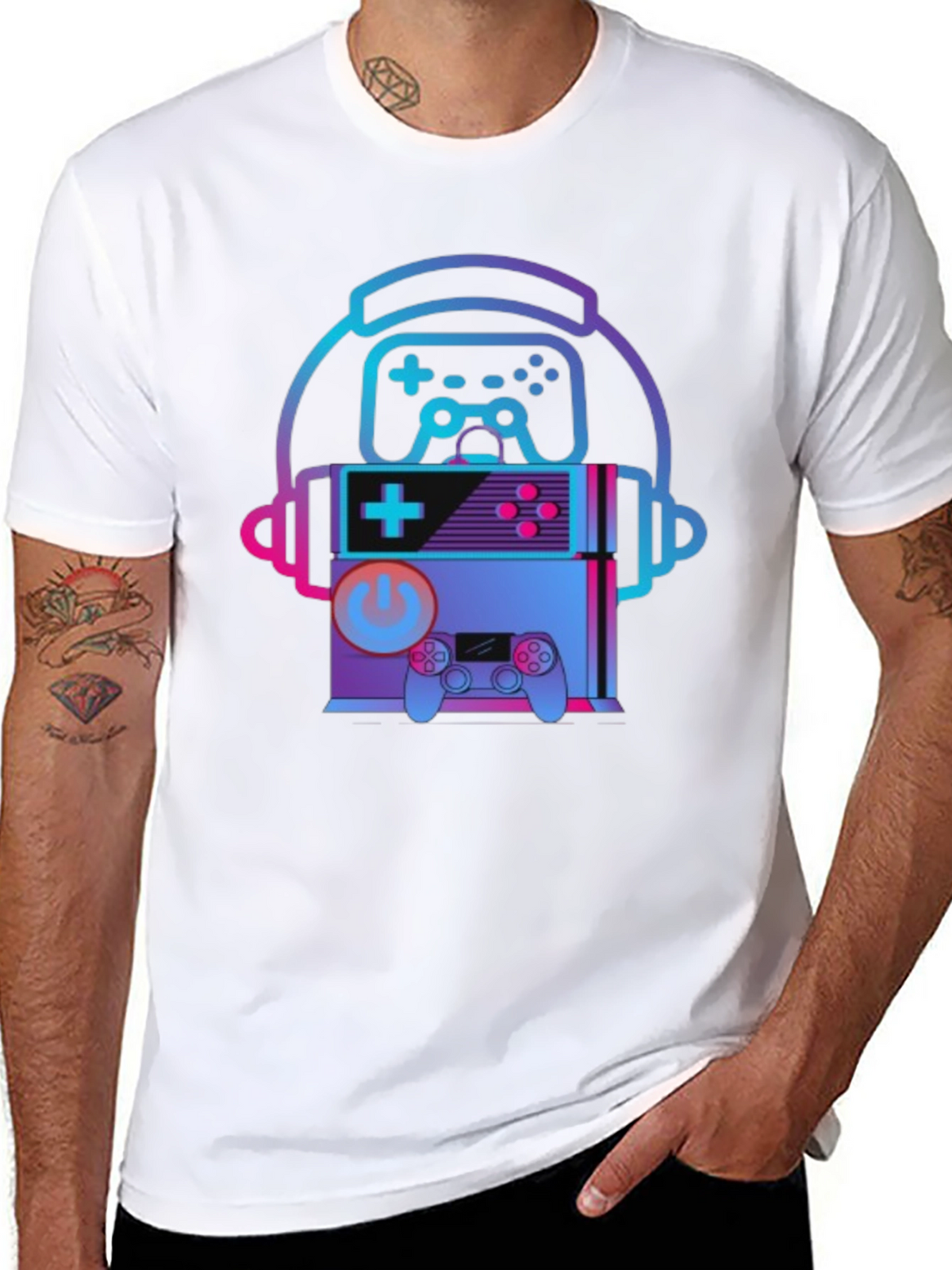 Retro Gaming T-Shirt - Headphone Console Controller Design