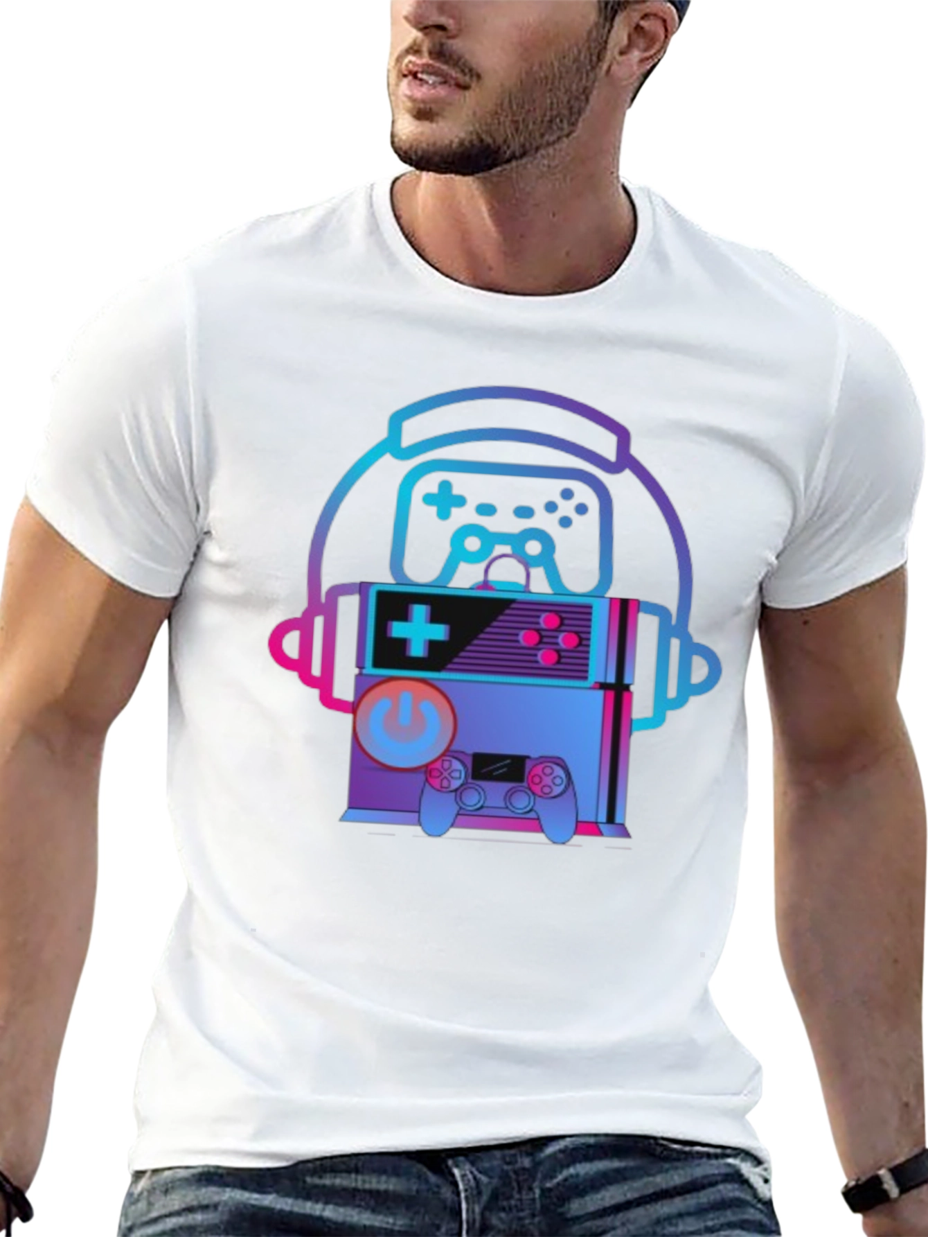Retro Gaming T-Shirt - Headphone Console Controller Design