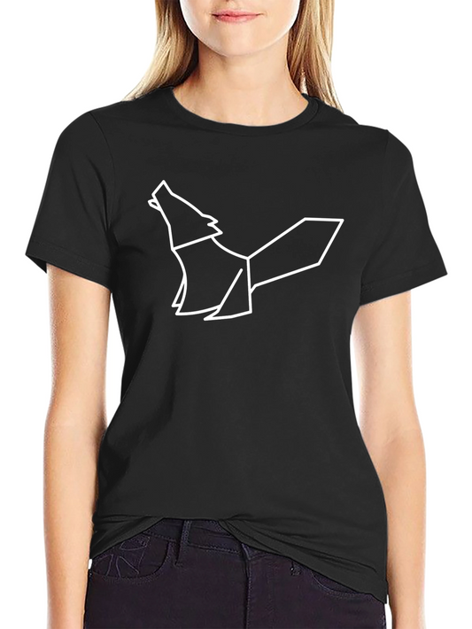 Geometric Wolf Graphic Tee - Modern Black T-Shirt