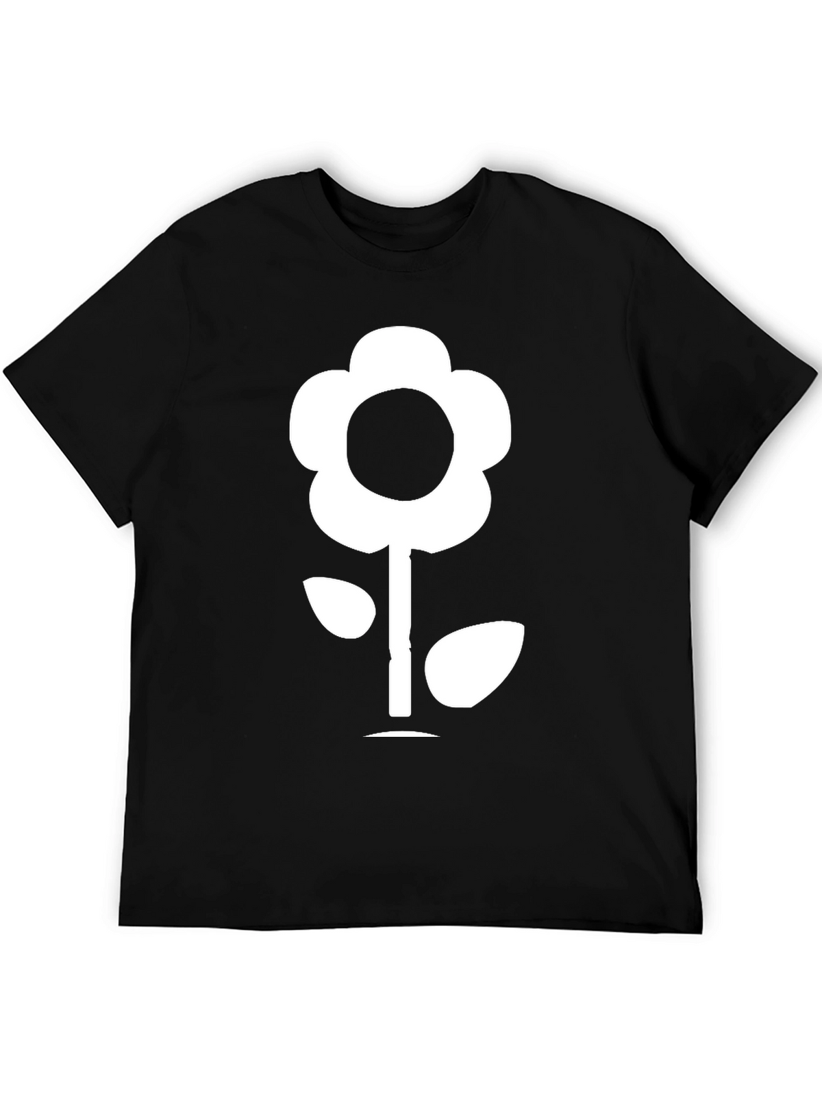 Flower Graphic Tee - Black Cotton T-Shirt