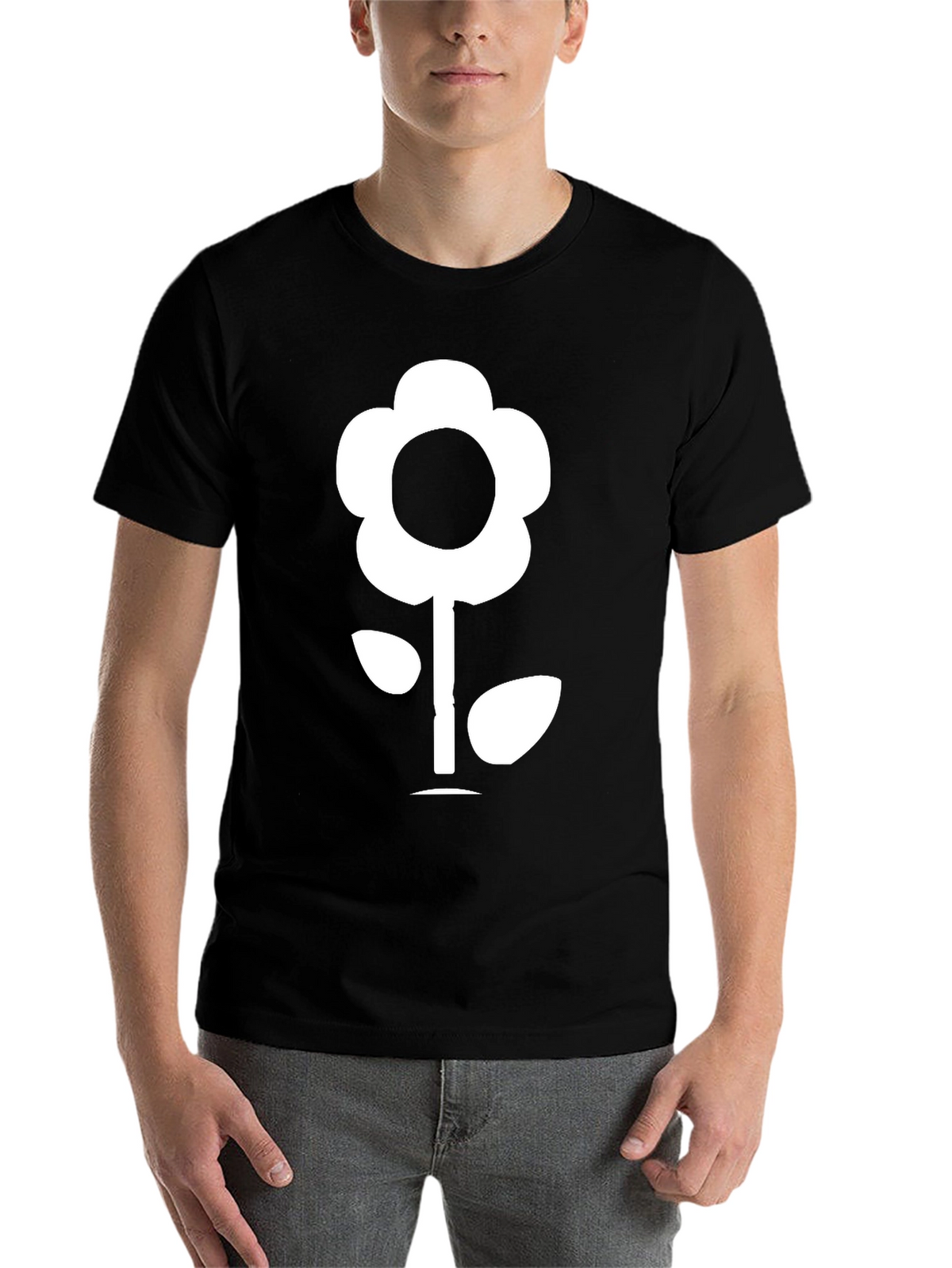 Flower Graphic Tee - Black Cotton T-Shirt