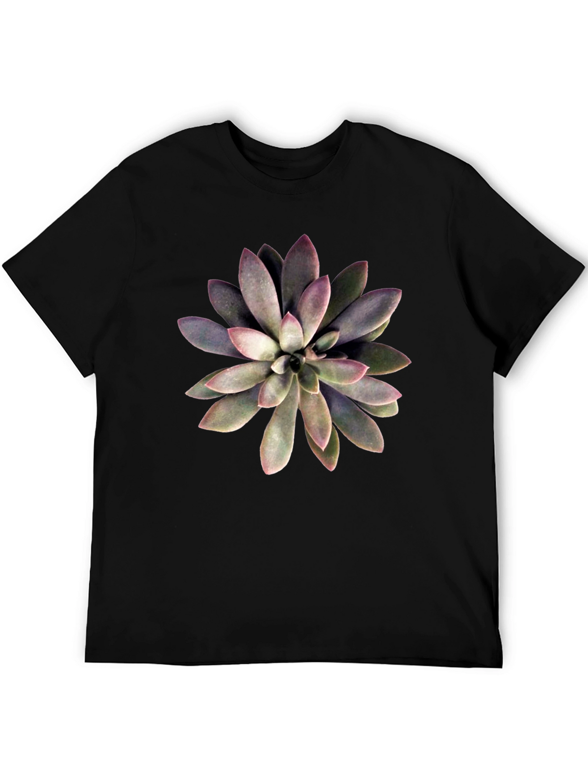 Succulent Graphic Print Black T-Shirt