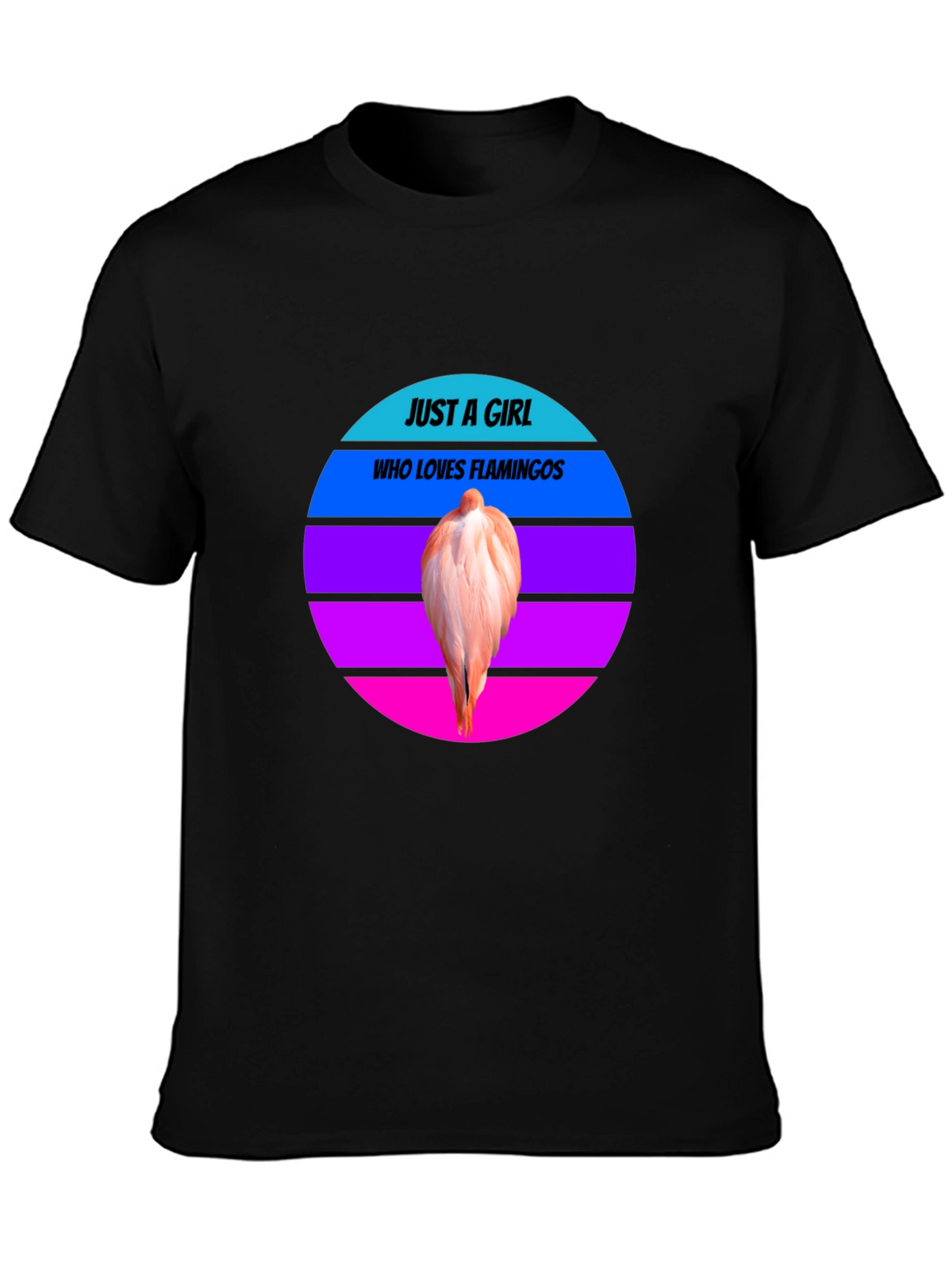 Just A Girl Who Loves Flamingos Black Tee